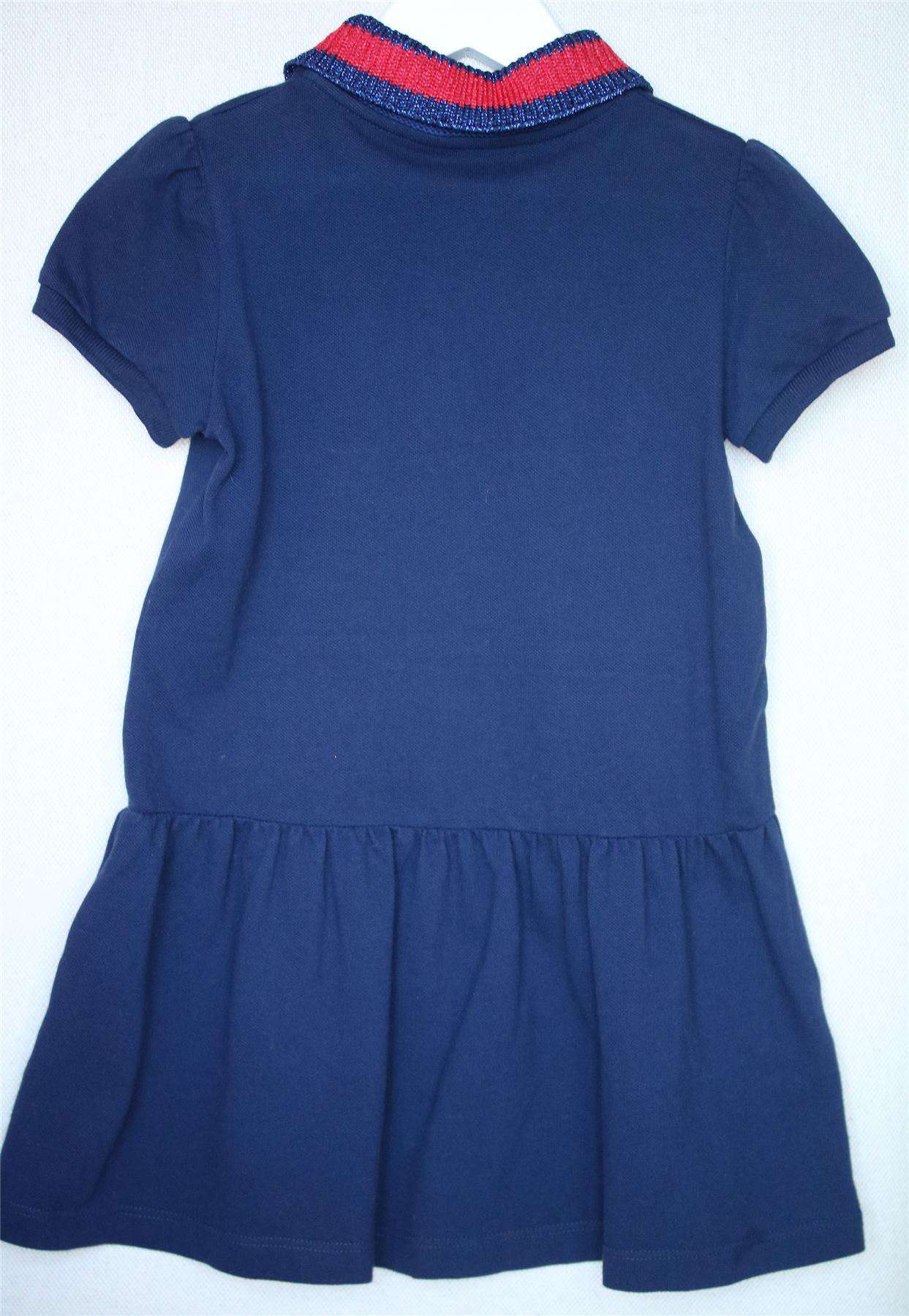 GUCCI GIRLS NAVY BLUE COTTON PIQUÉ DRESS 4 YEARS - Image 3