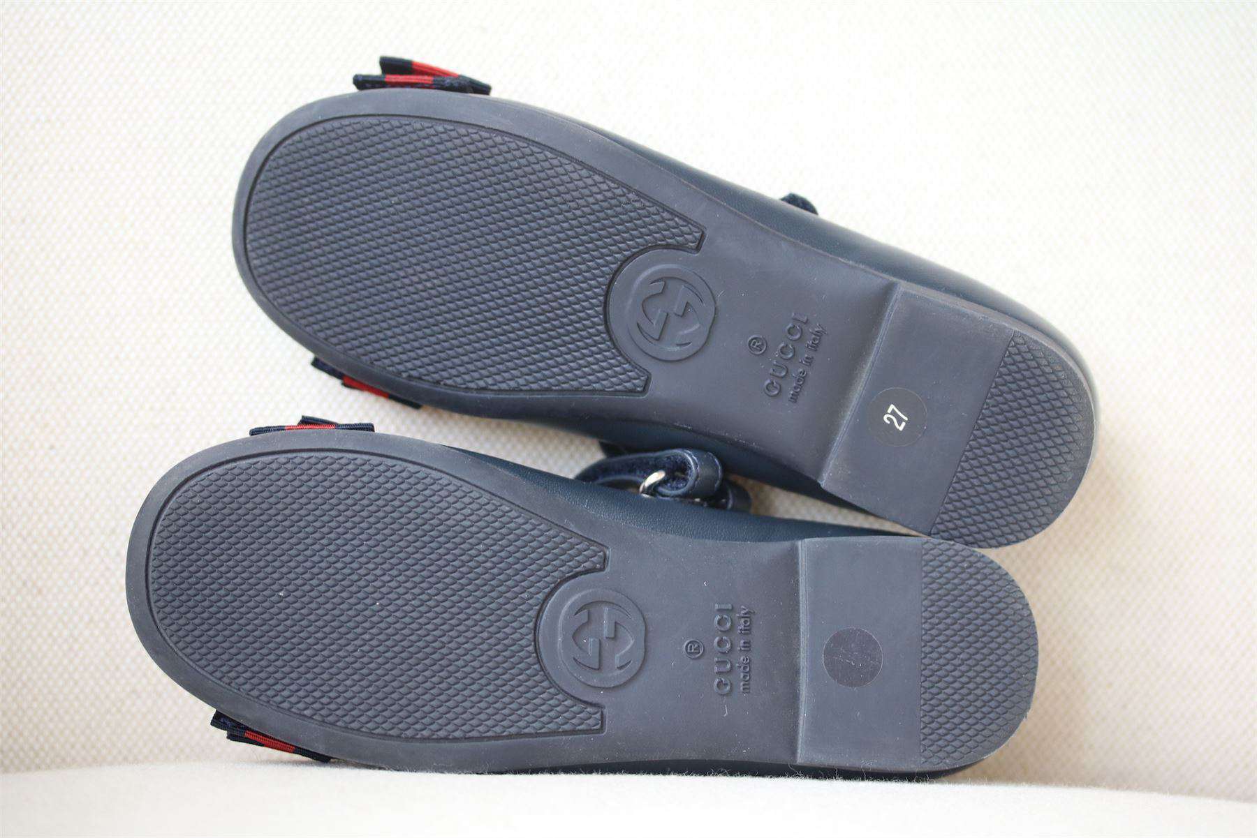 GUCCI GIRLS NAVY BLUE LEATHER SHOES EU 27 UK 9 - Image 5