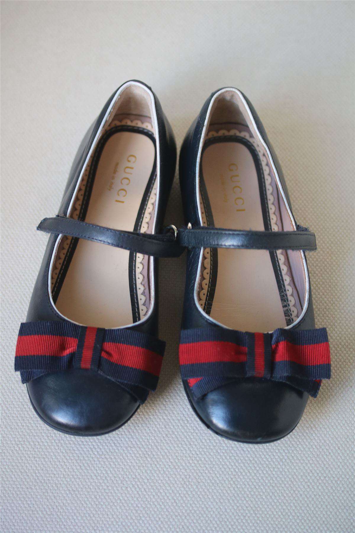 GUCCI GIRLS NAVY BLUE LEATHER SHOES EU 28 UK 10 - Image 2