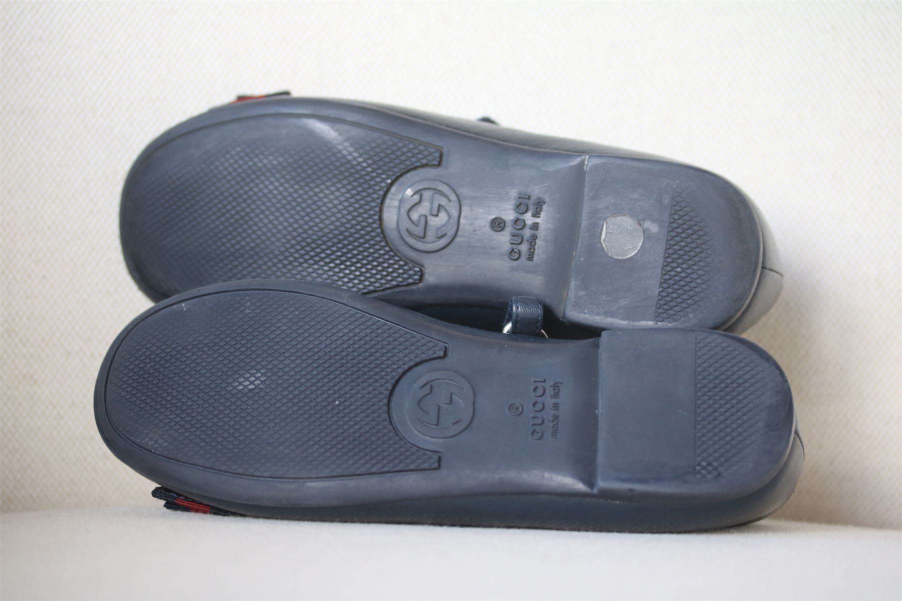 GUCCI GIRLS NAVY BLUE LEATHER SHOES EU 28 UK 10 - Image 4