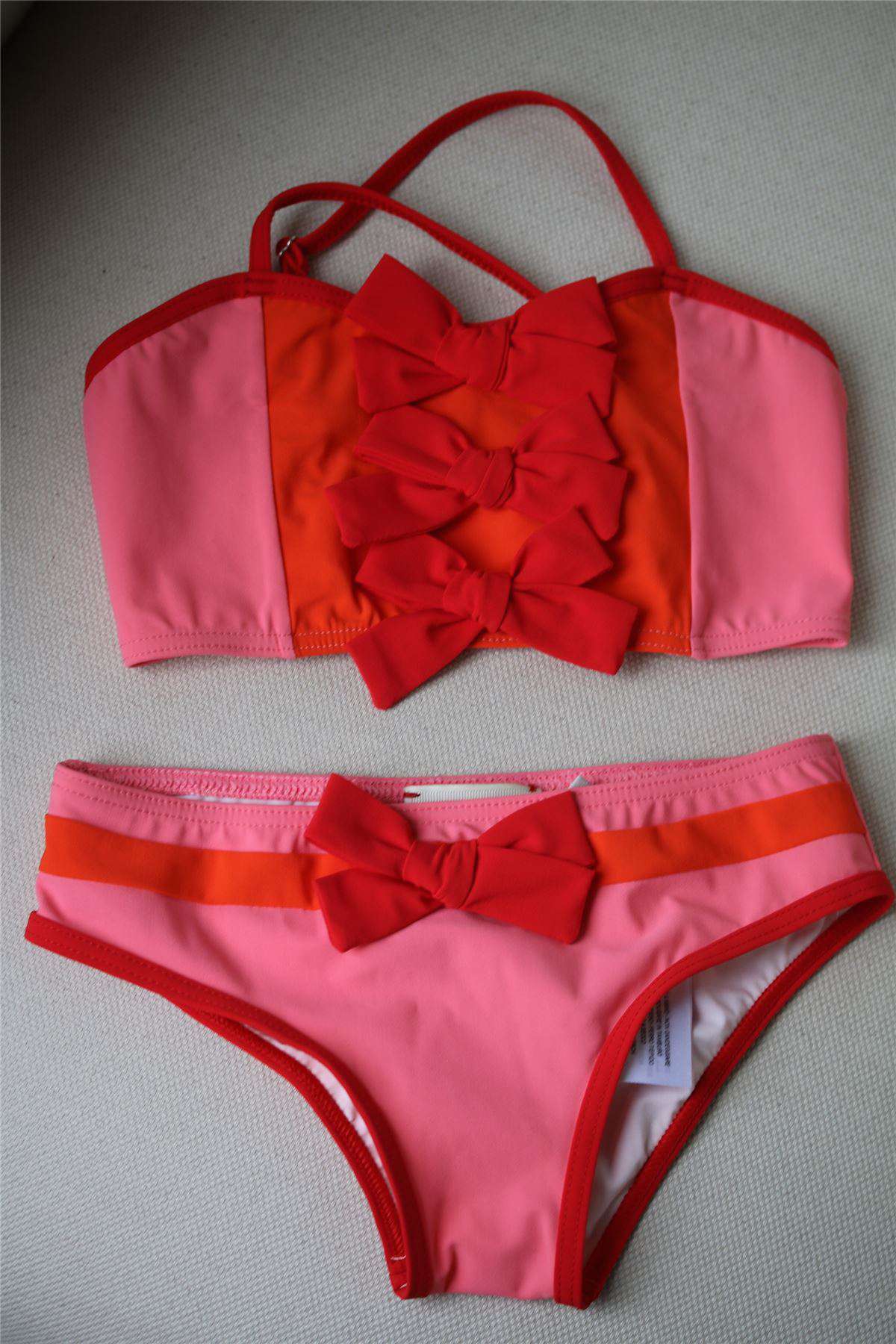 GUCCI GIRLS PINK BIKINI WITH RED BOWS 4 YEARS - Image 2
