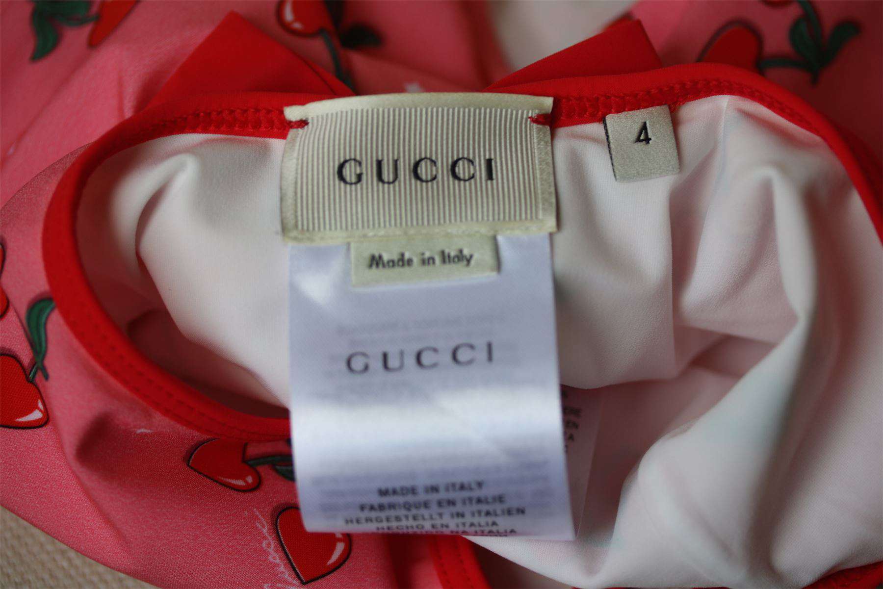 GUCCI GIRLS PINK CHERRY PRINT SWIMSUIT 4 YEARS - Image 4