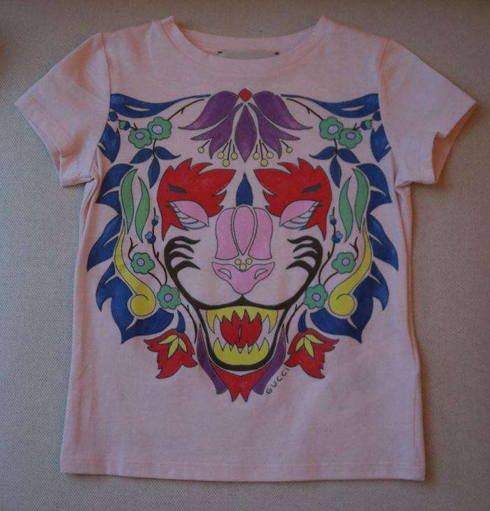 GUCCI GIRLS PINK FLORAL TIGER T-SHIRT 4 YEARS - Image 2