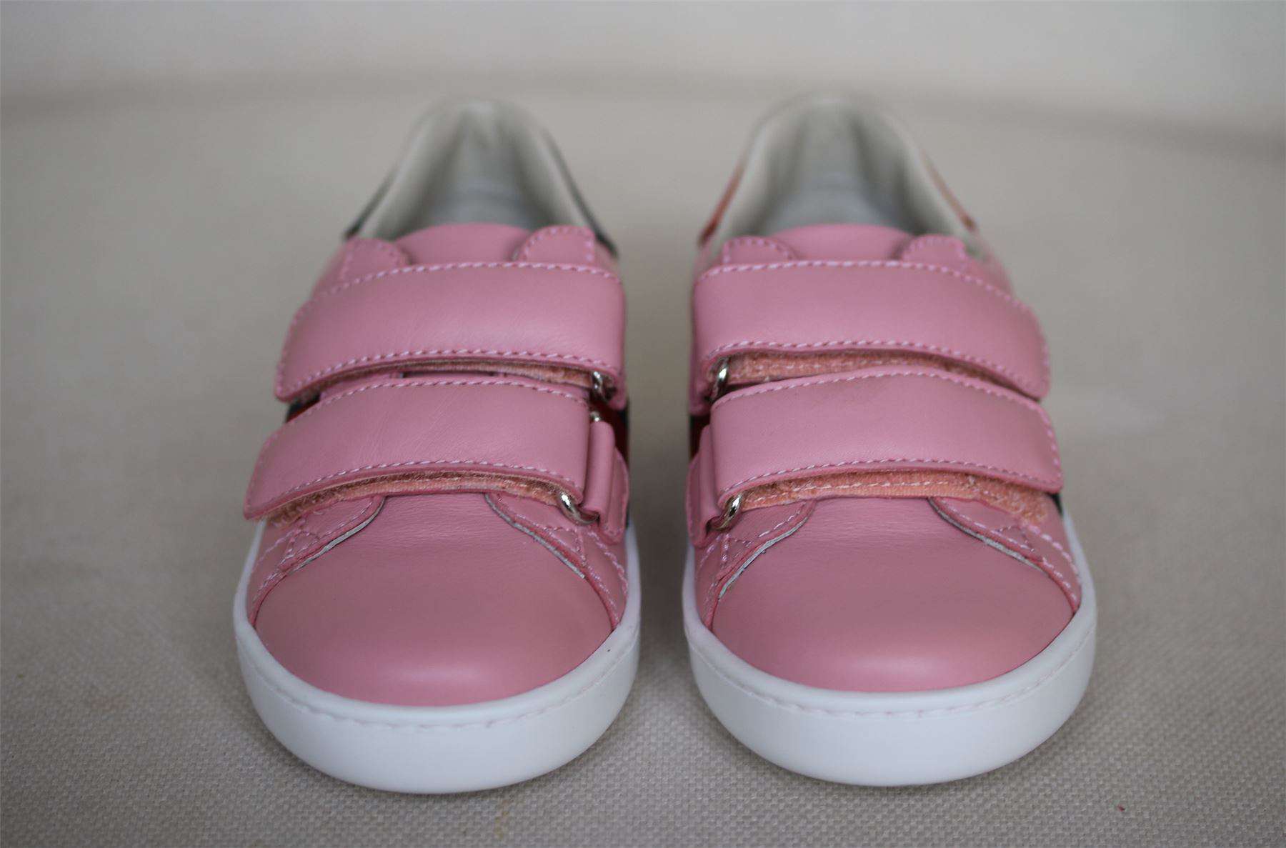 GUCCI GIRLS PINK LEATHER TRAINERS EU 24 UK 7 - Image 2