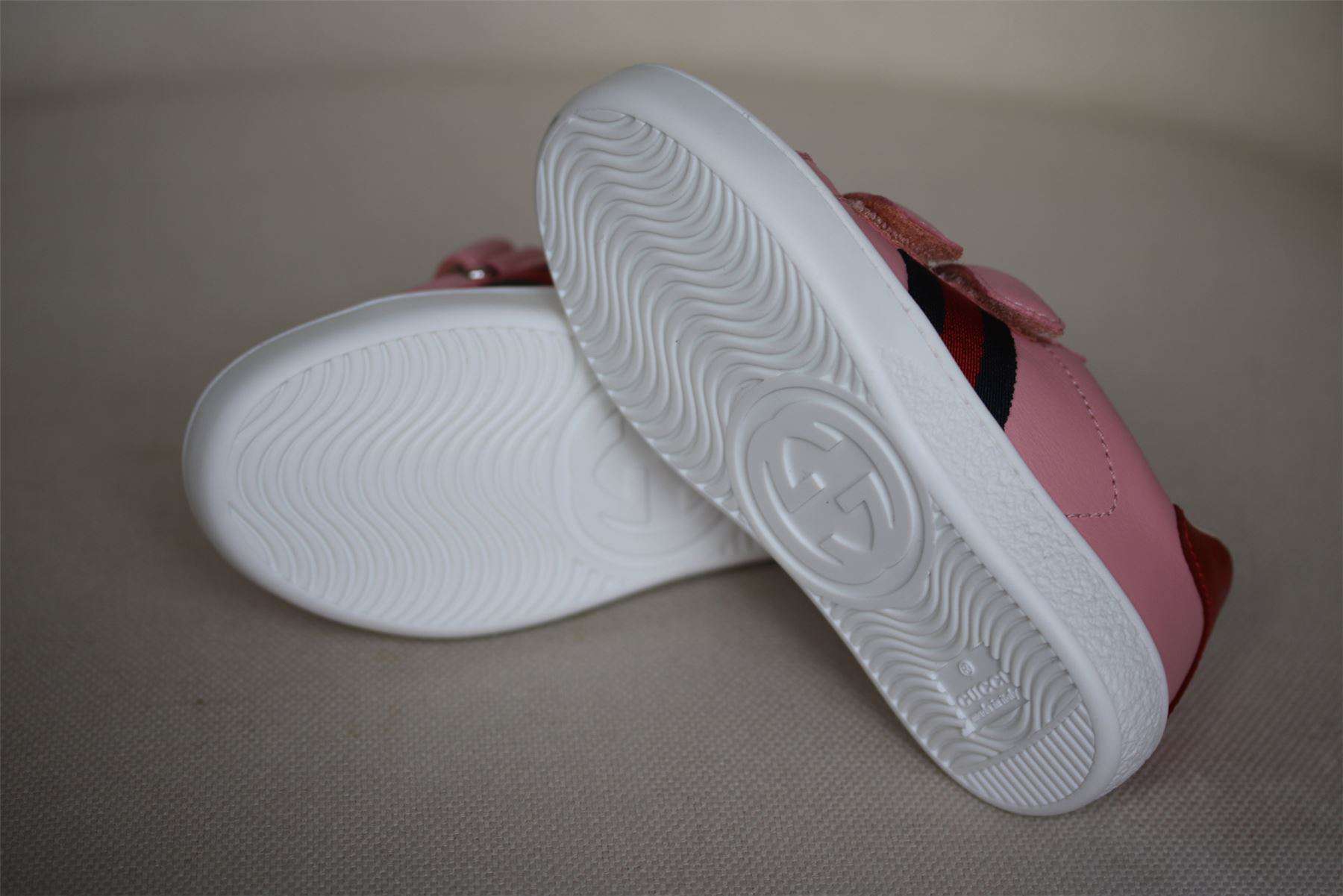 GUCCI GIRLS PINK LEATHER TRAINERS EU 24 UK 7 - Image 4