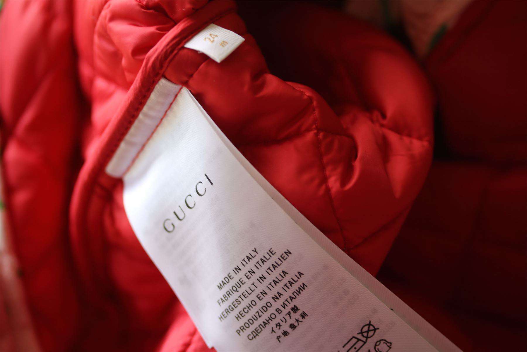 GUCCI GIRLS PINK STRAWBERRY PRINT QUILTED JACKET 24 MONTHS - Image 4