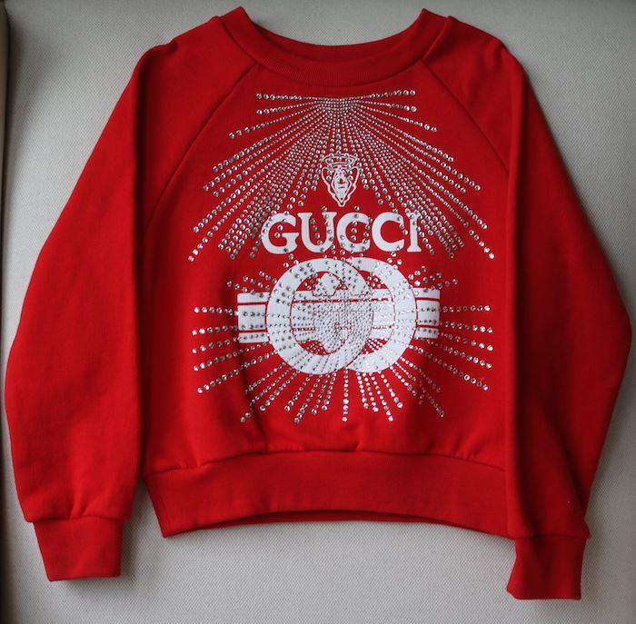 GUCCI GIRLS RED CRYSTAL LOGO SWEATER 6 YEARS - Image 2