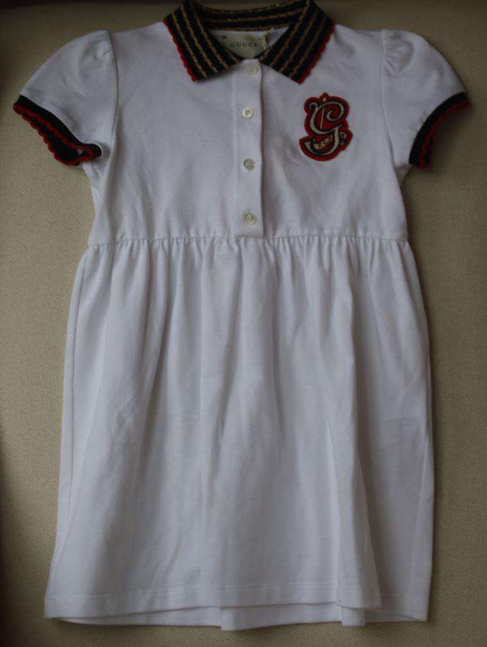 GUCCI GIRLS WHITE COTTON PIQUE DRESS 5 YEARS - Image 2