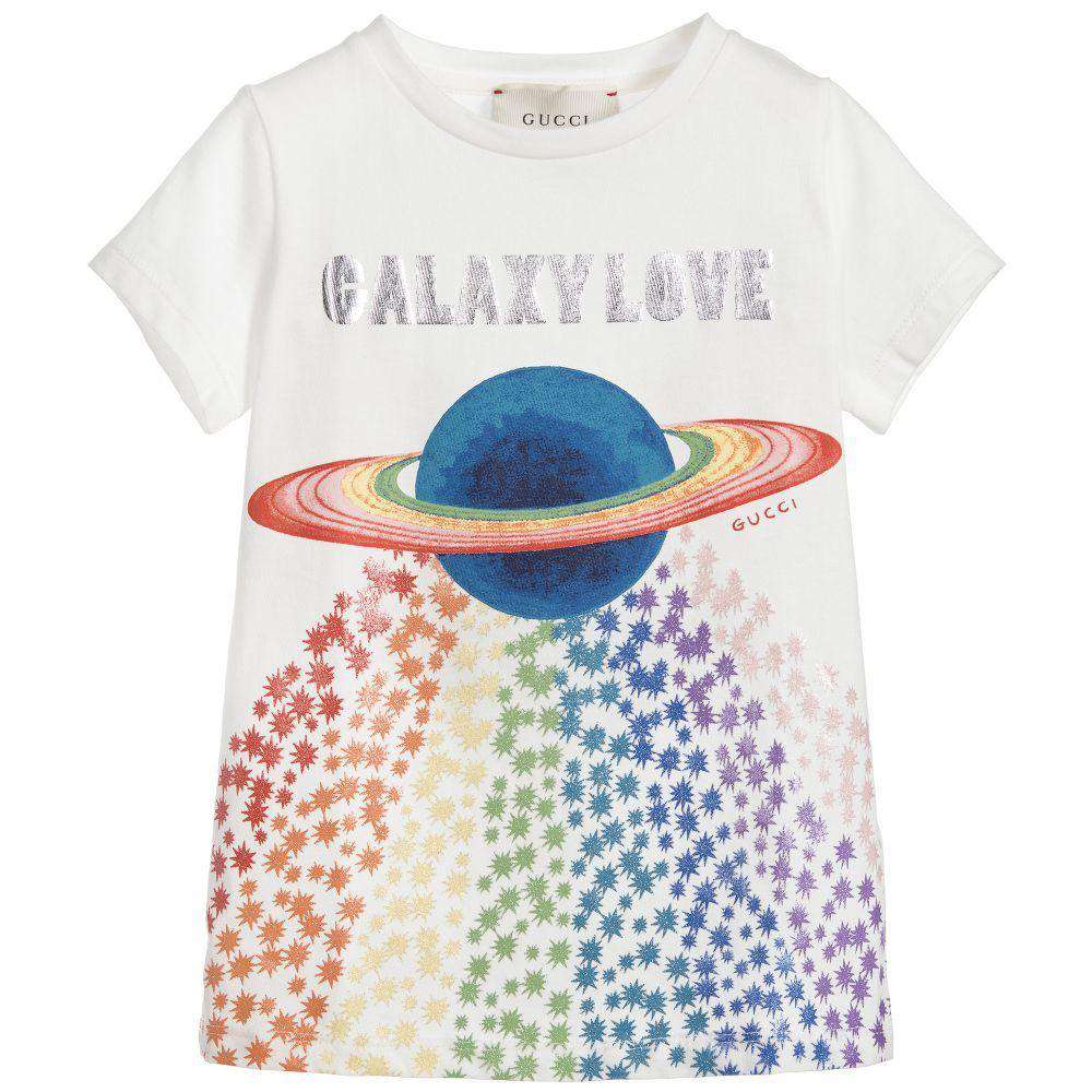 GUCCI GIRLS WHITE GALAXY LOVE T-SHIRT 4 YEARS - Image 2