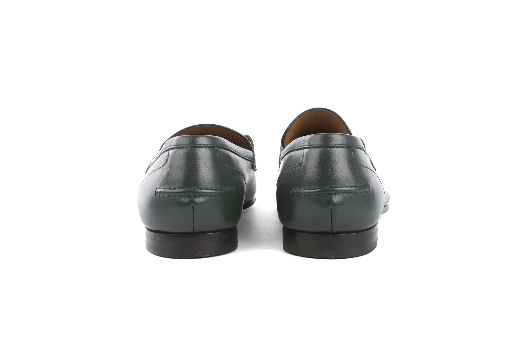 GUCCI GREEN MENS JORDAANS LEATHER LOAFERS EU 42 UK 8 US 9 - Image 5