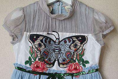 GUCCI HARRODS EXCLUSIVE BABY GIRLS BLUE SILK CHIFFON BUTTERFLY DRESS 4 YEARS - Image 2