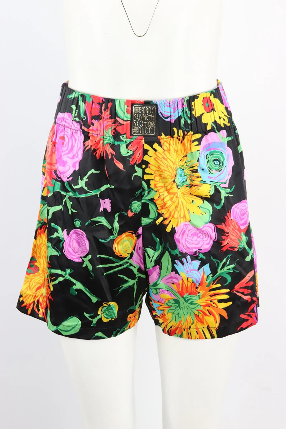 GUCCI + KEN SCOTT FLORAL PRINT SILK SATIN SHORTS SMALL - Image 2