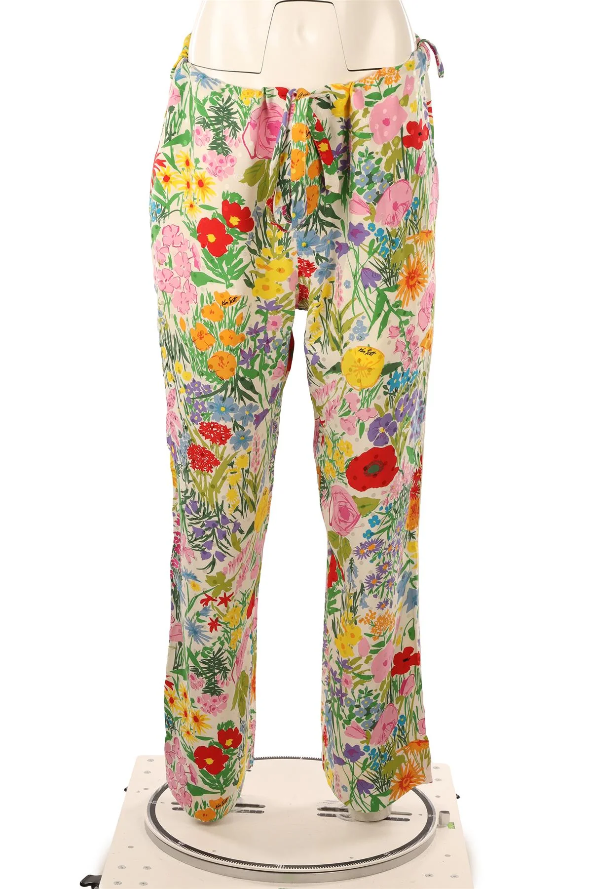 GUCCI + KEN SCOTT MULTI SILK STRAIGHT LEG PANTS MEDIUM - Image 2