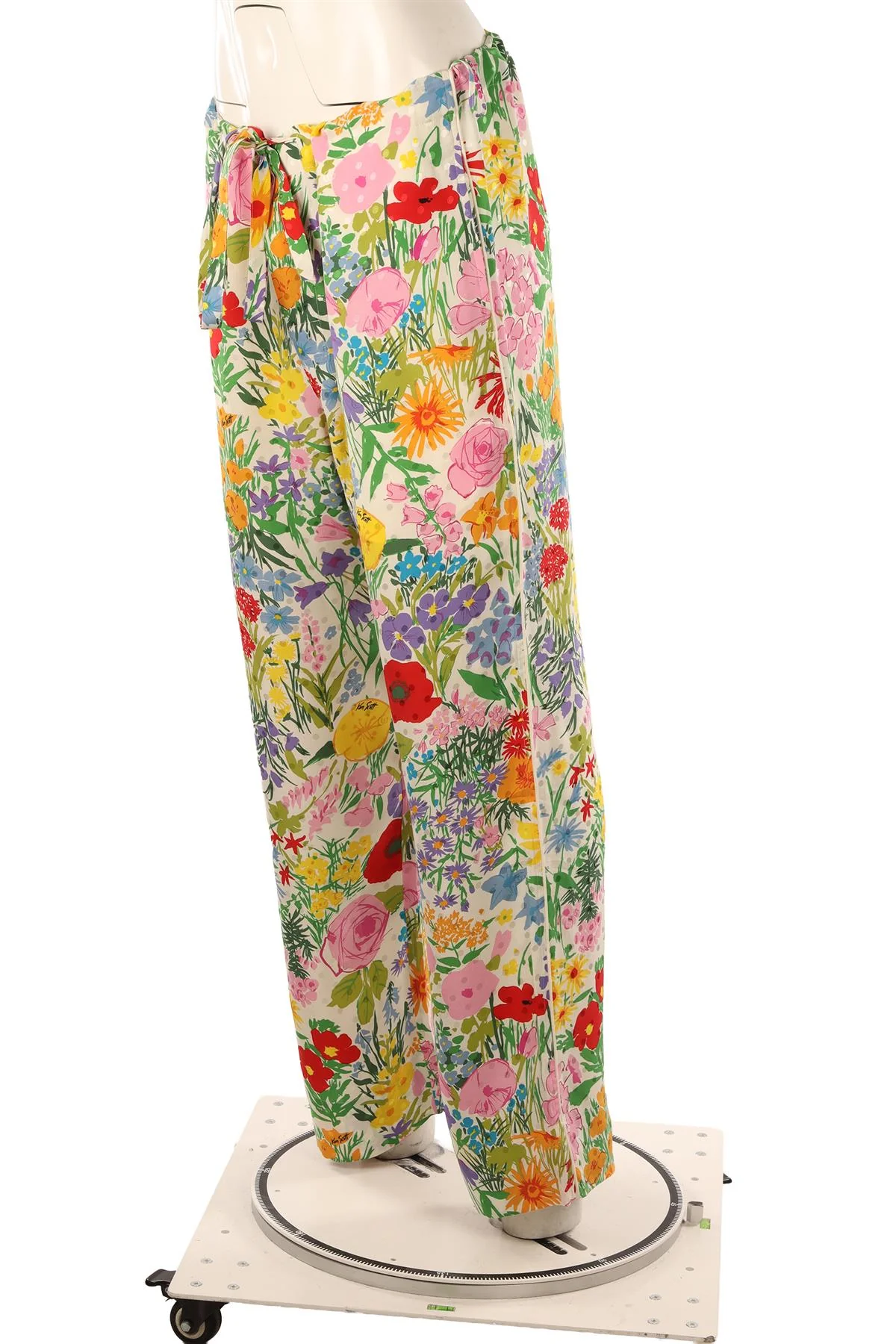GUCCI + KEN SCOTT MULTI SILK STRAIGHT LEG PANTS MEDIUM - Image 3