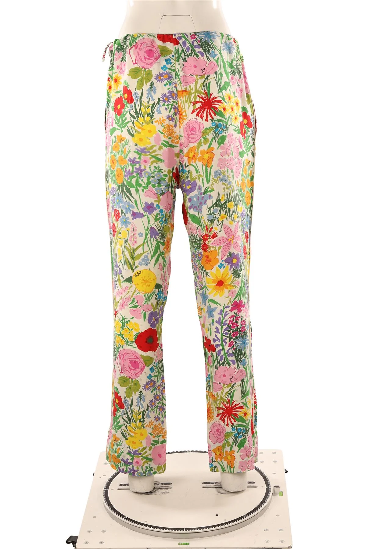 GUCCI + KEN SCOTT MULTI SILK STRAIGHT LEG PANTS MEDIUM - Image 4