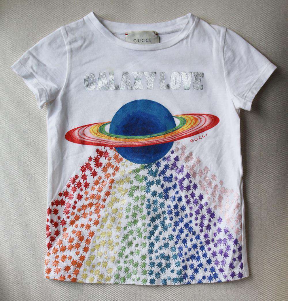 GUCCI KIDS GIRLS GALAXY LOVE COTTON T-SHIRT 5 YEARS - Image 2