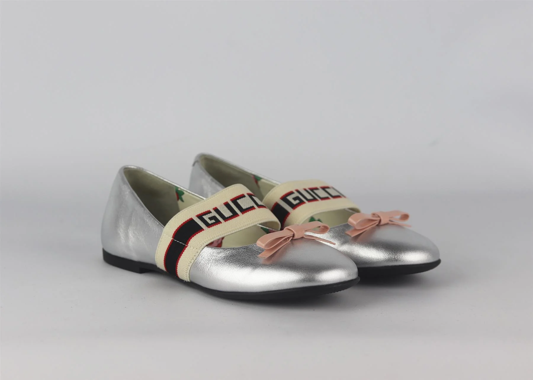 GUCCI KIDS GIRLS METALLIC LOGO LEATHER SHOES EU 28 UK 10 - Image 2