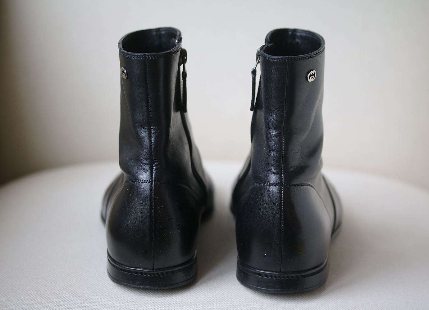 GUCCI LEATHER LOGO BOOTS EU 41.5 UK 7.5 US 8.5 - Image 3