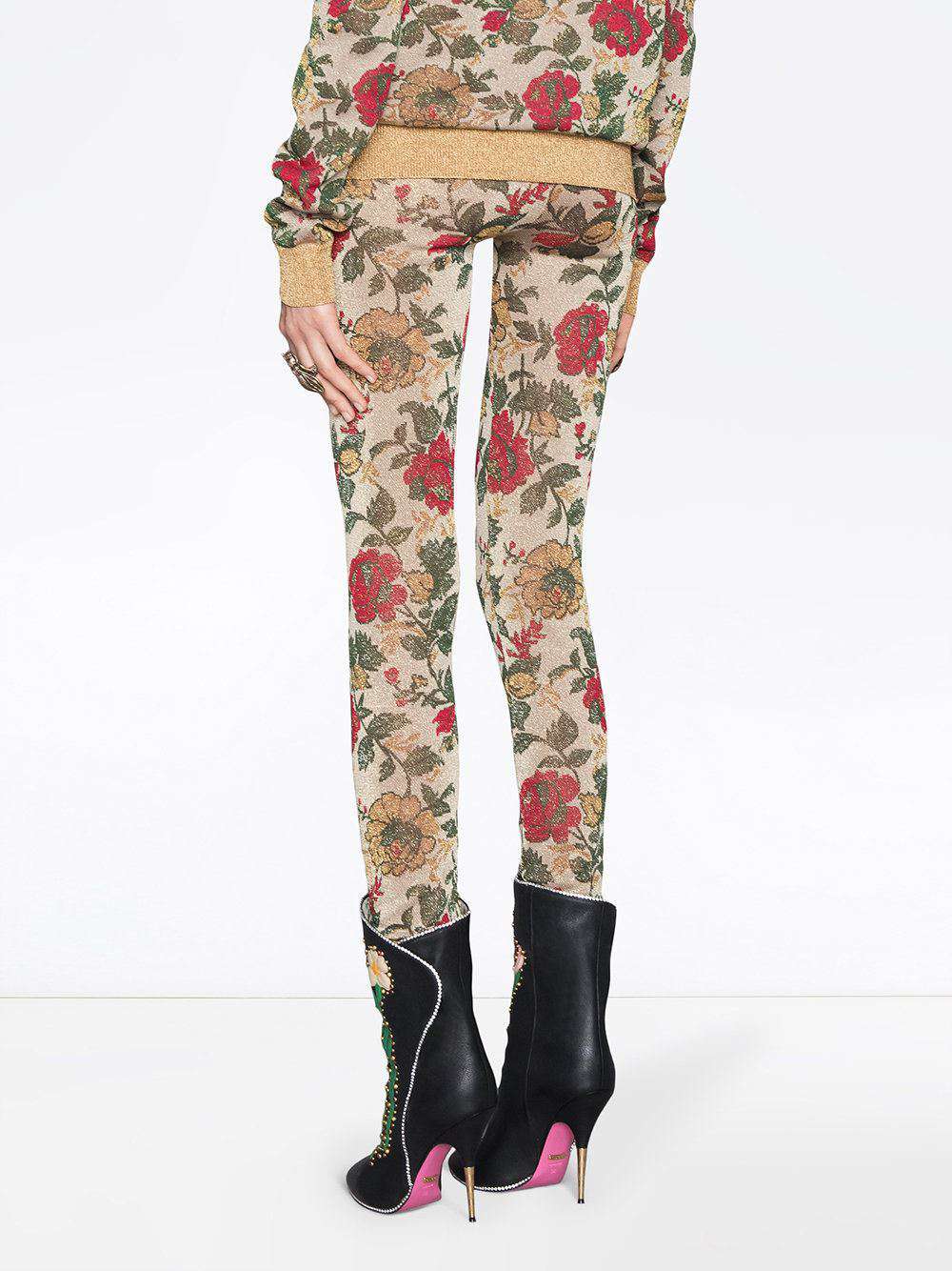 GUCCI LUREX ROSE JACQUARD LEGGINGS XSMALL - Image 2
