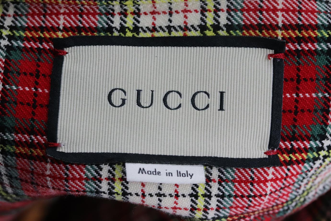 GUCCI MEN'S APPLIQUÉD CHECKED COTTON SHIRT IT 54 UK/US CHEST 44 - Image 4