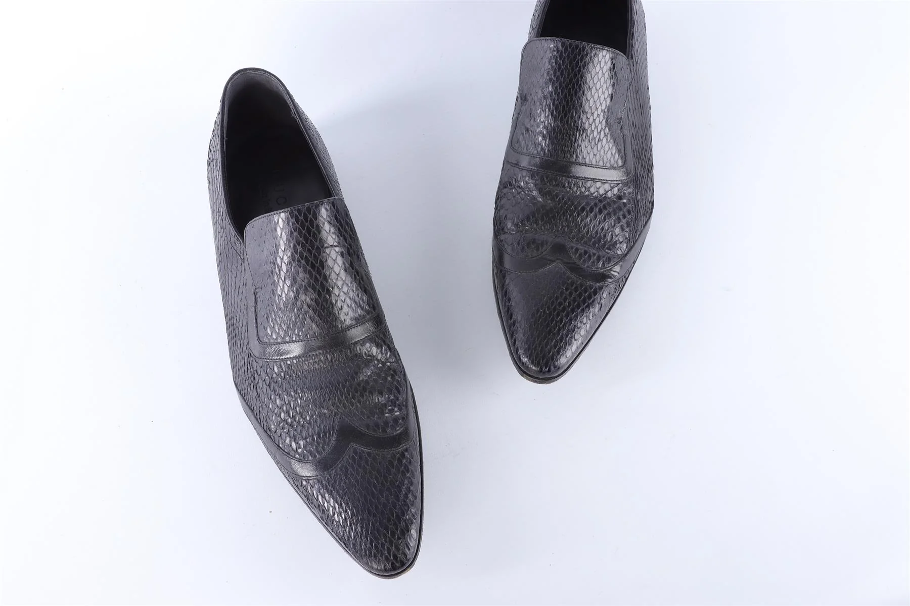 GUCCI MEN'S BLACK SNAKESKIN LOAFERS EU 43 UK 9 US 10 - Image 4