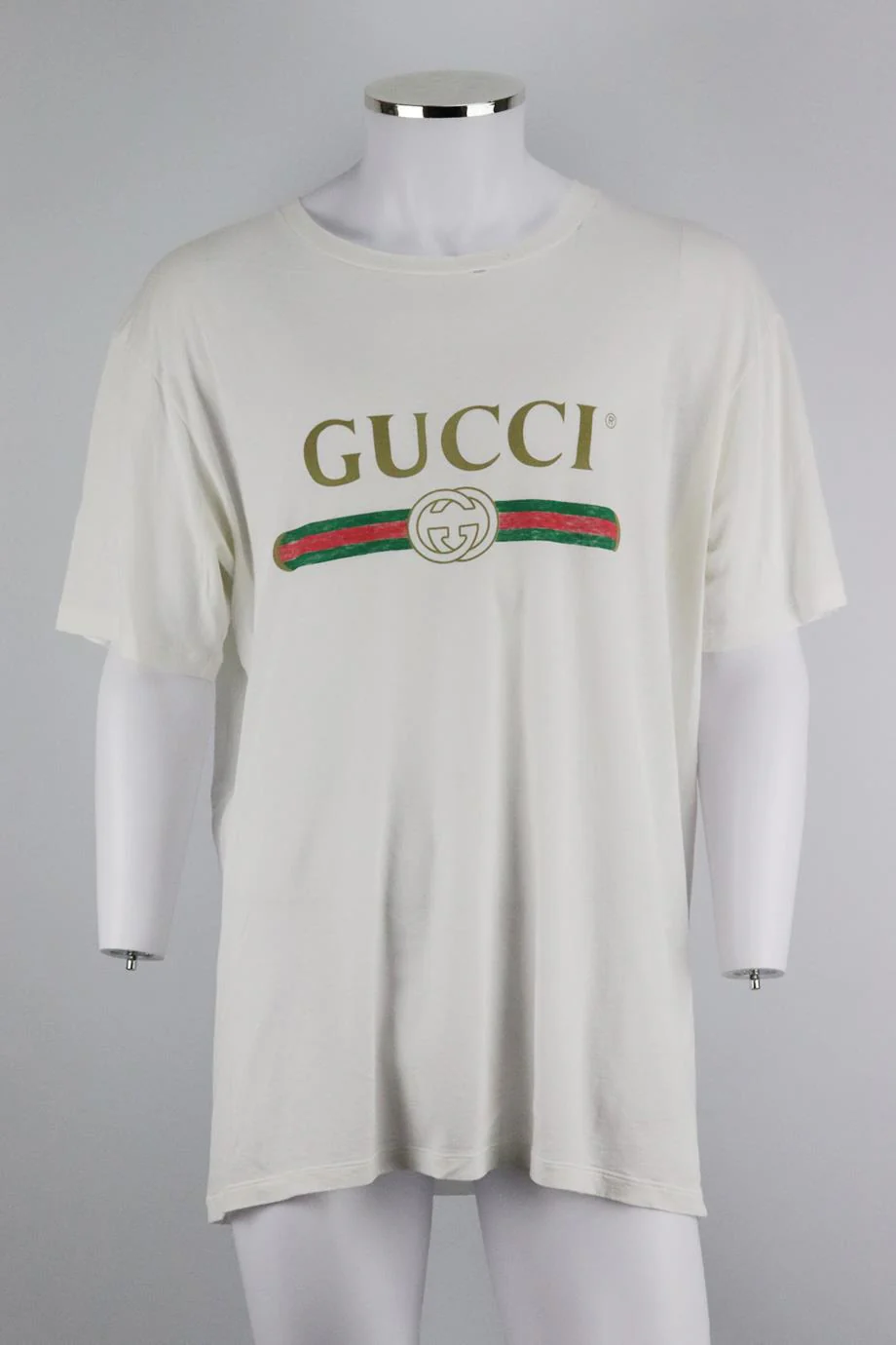GUCCI MEN'S DISTRESSED PRINTED COTTON JERSEY T-SHIRT XLARGE - Image 2