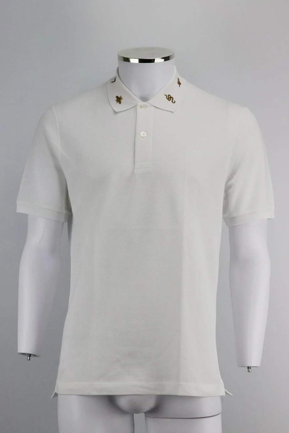 GUCCI MEN'S EMBROIDERED COTTON PIQUÉ POLO SHIRT LARGE - Image 2