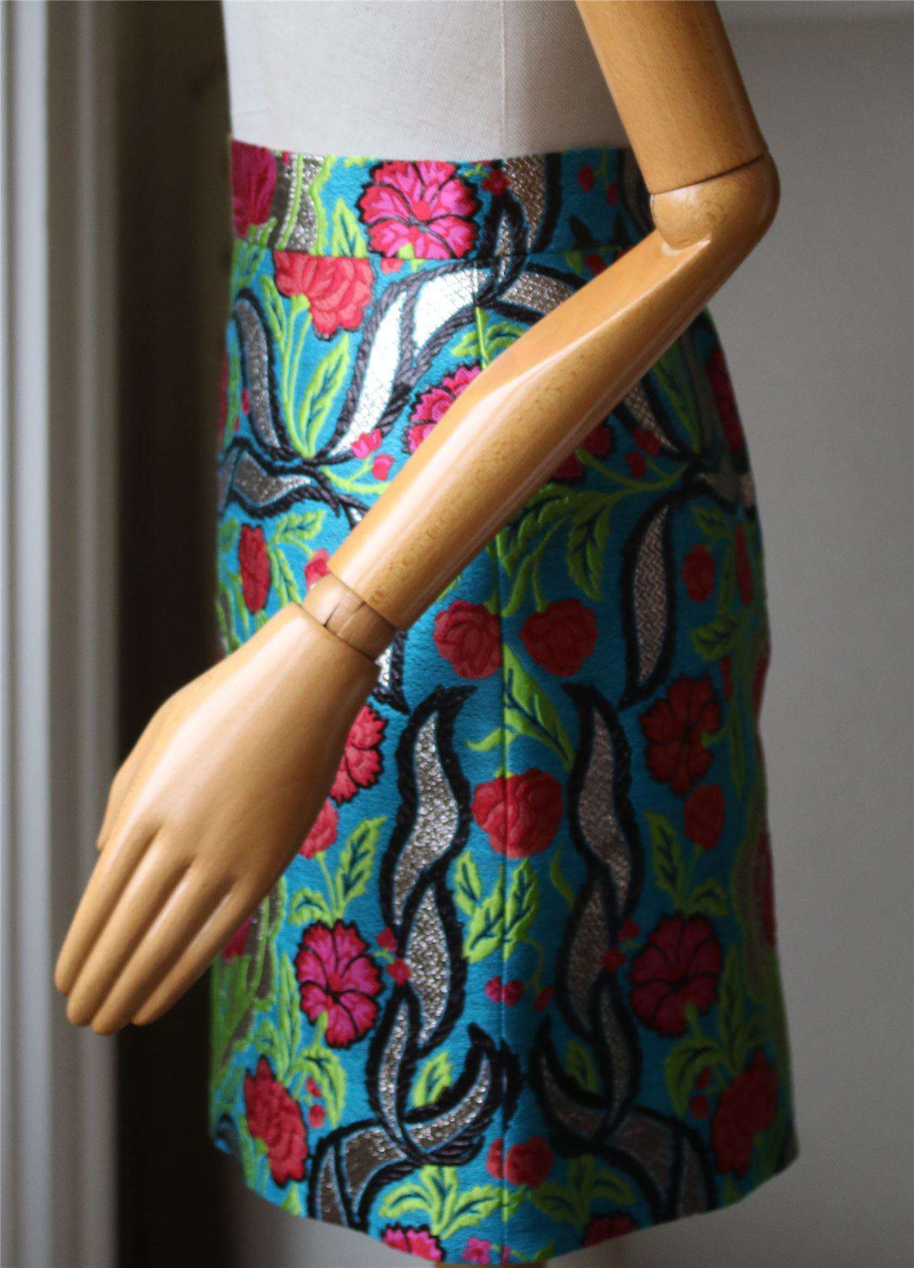 GUCCI METALLIC FLORAL-JACQUARD MINI SKIRT IT 38 UK 6 - Image 5