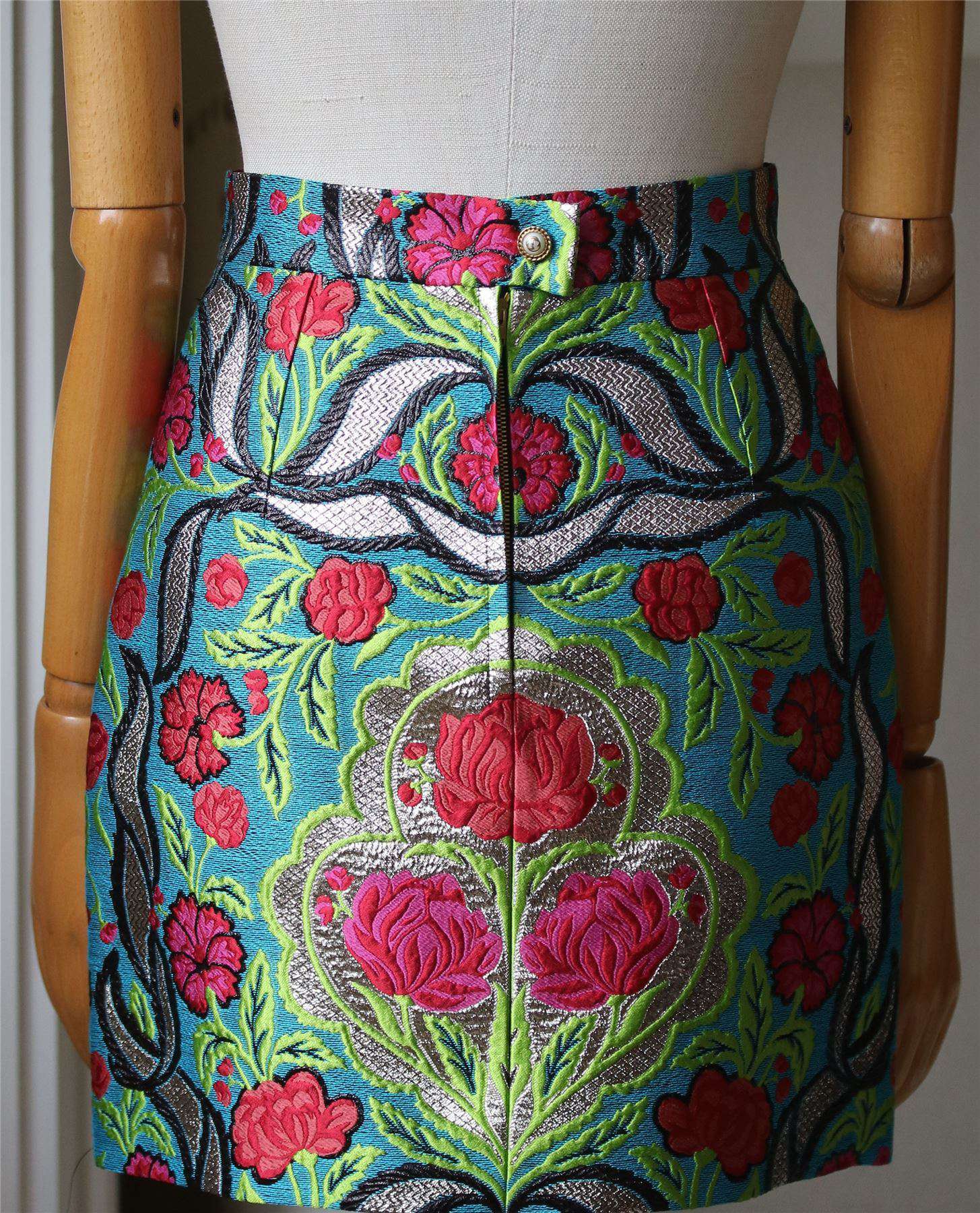 GUCCI METALLIC FLORAL-JACQUARD MINI SKIRT IT 38 UK 6 - Image 6