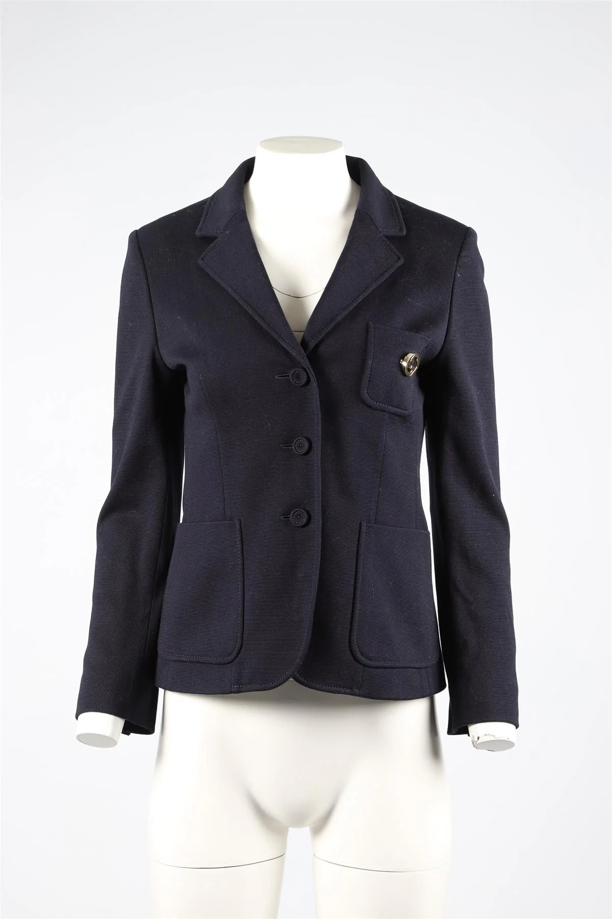 GUCCI NAVY GG COTTON BLAZER IT 40 UK 8 - Image 6