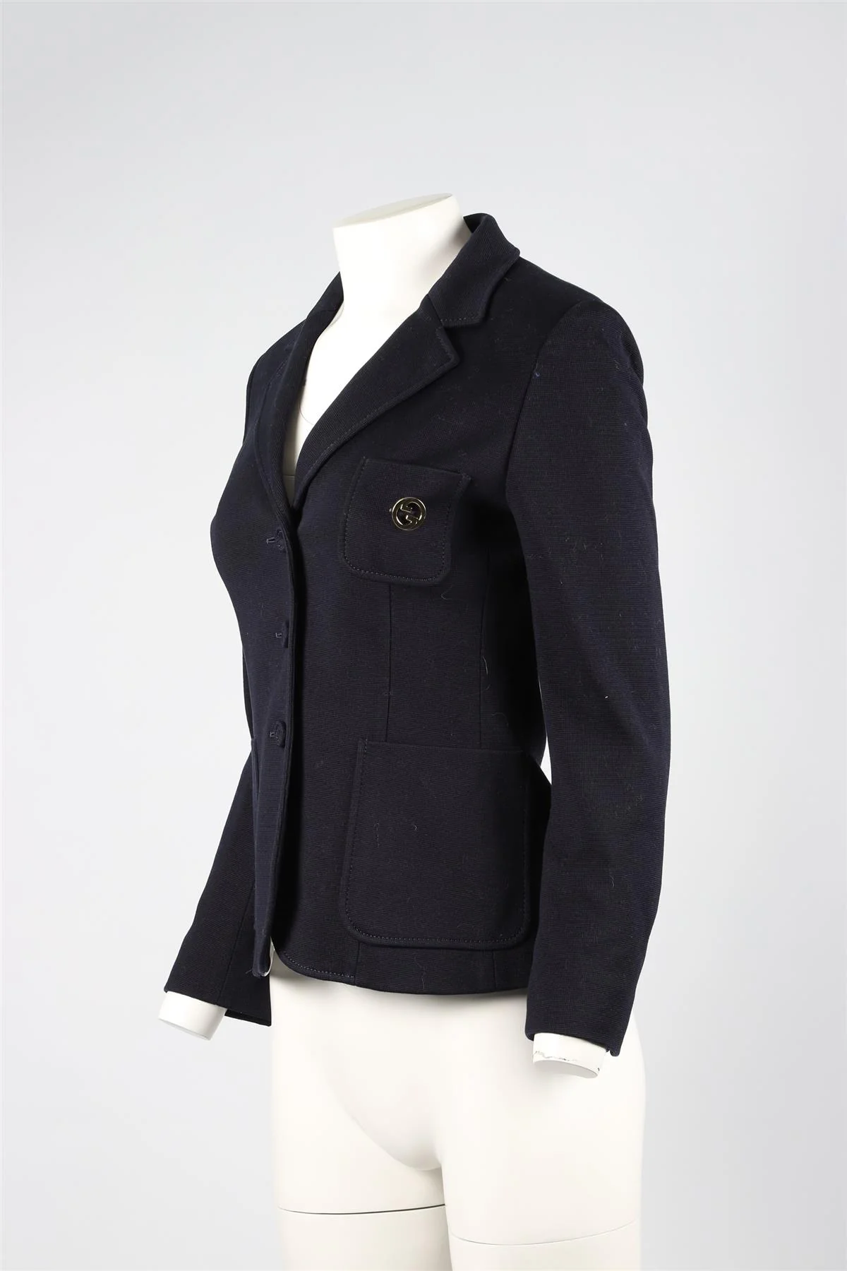 GUCCI NAVY GG COTTON BLAZER IT 40 UK 8 - Image 7