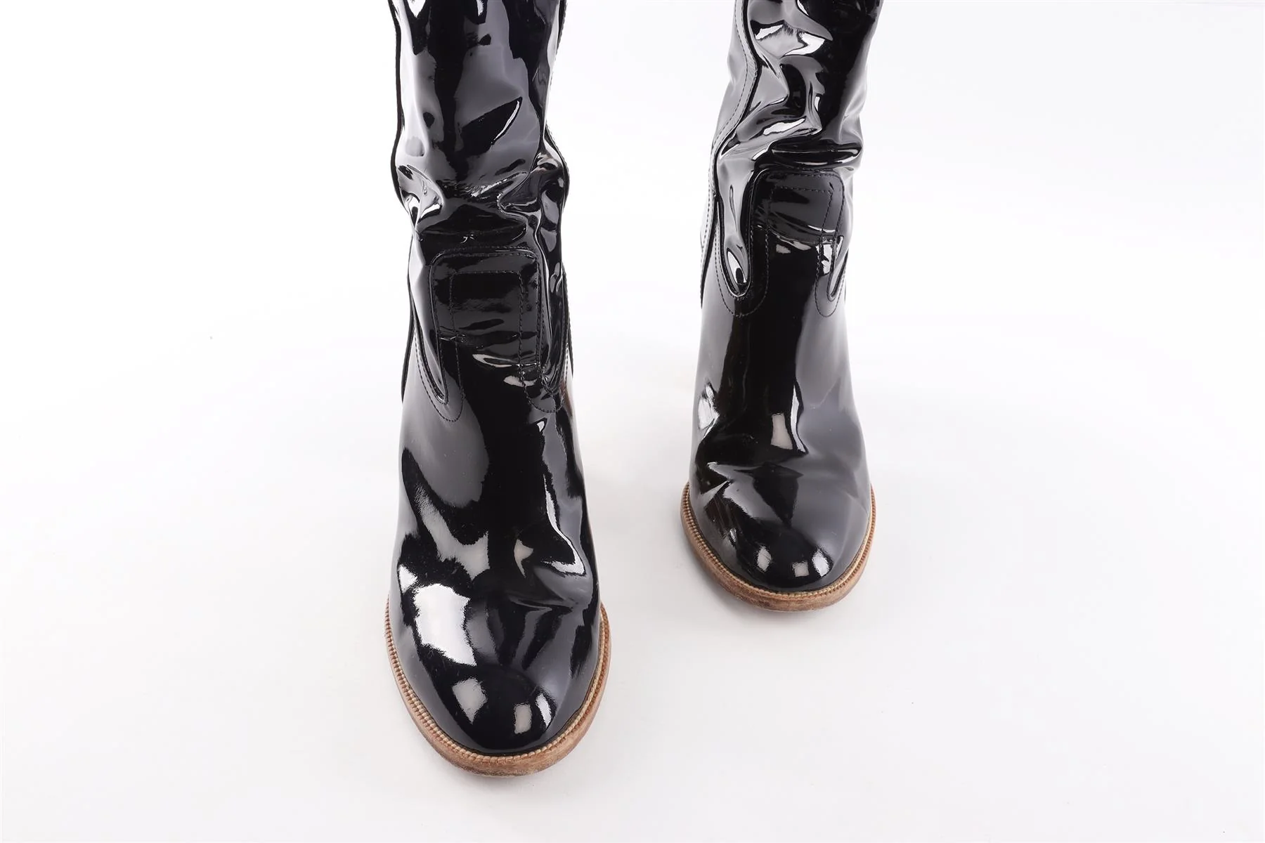 GUCCI NAVY PATENT LEATHER KNEE HIGH BOOTS EU 40 UK 7 US 10 - Image 4