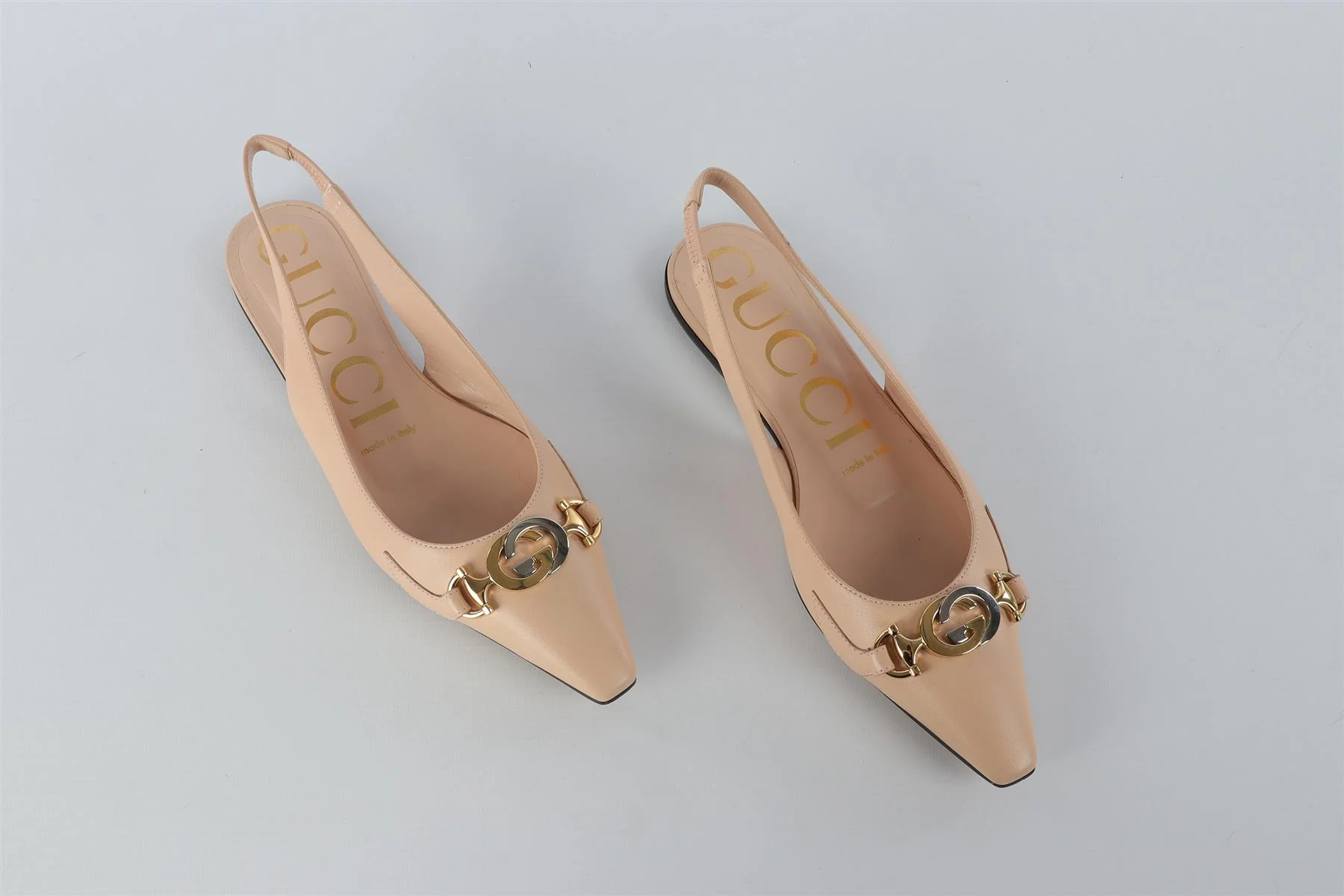 GUCCI NUDE GG LEATHER SLINGBACK FLATS EU 36 UK 3 US 6 - Image 4