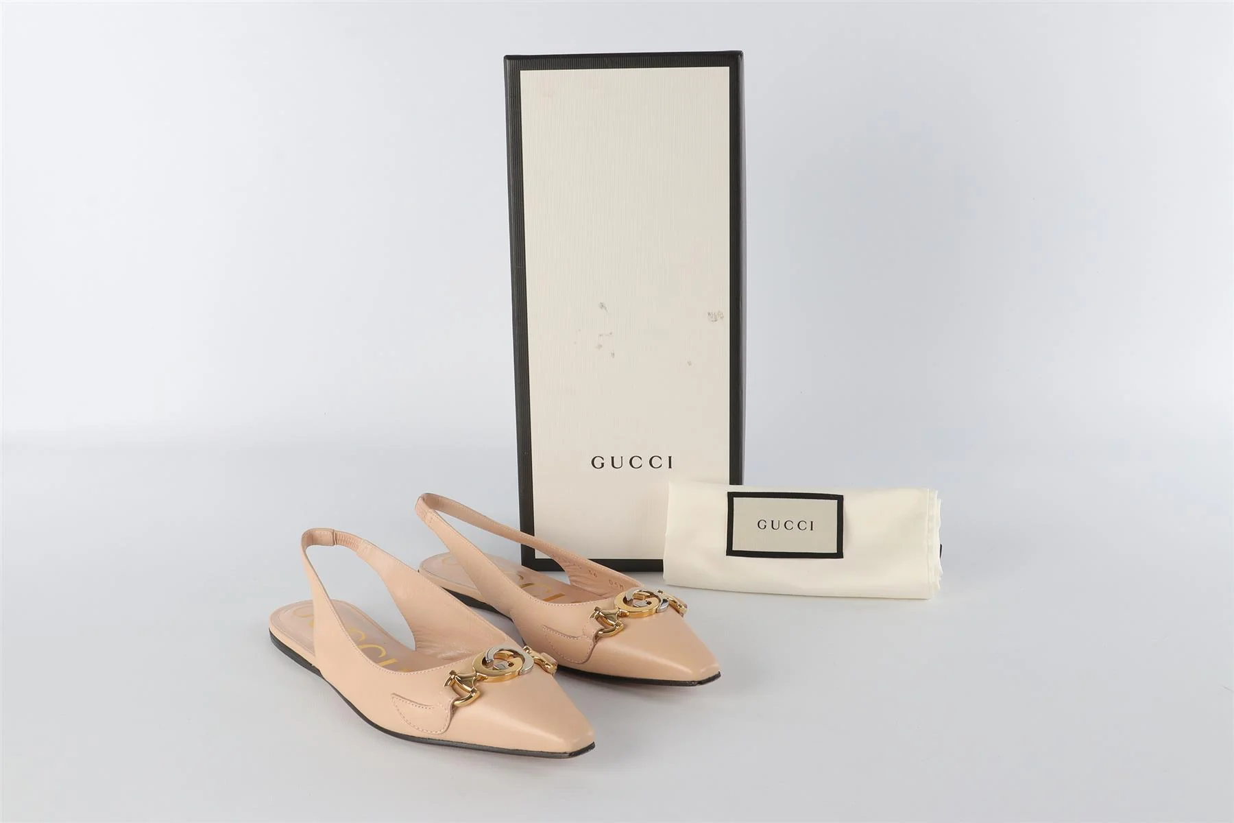 GUCCI NUDE GG LEATHER SLINGBACK FLATS EU 36 UK 3 US 6 - Image 7