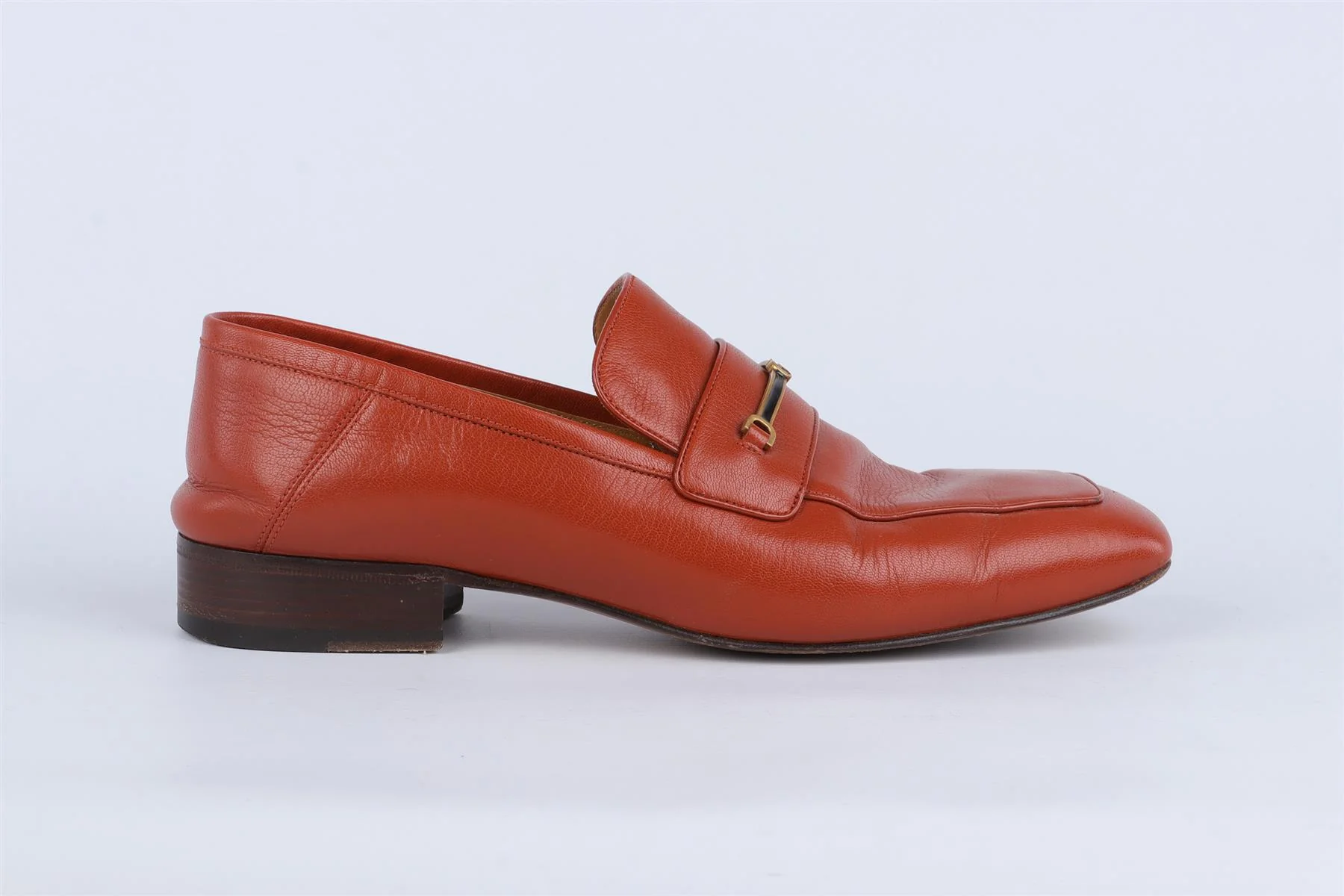 GUCCI ORANGE MEN'S GG LEATHER LOAFERS EU 43 UK 9 US 10 - Image 2