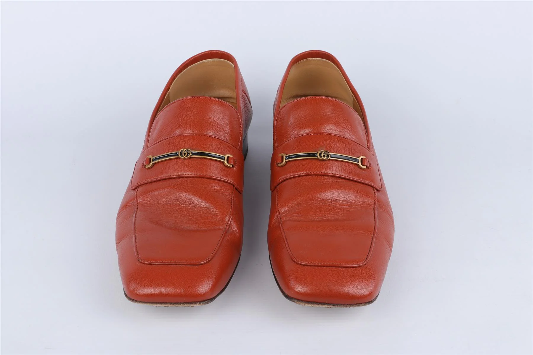 GUCCI ORANGE MEN'S GG LEATHER LOAFERS EU 43 UK 9 US 10 - Image 3
