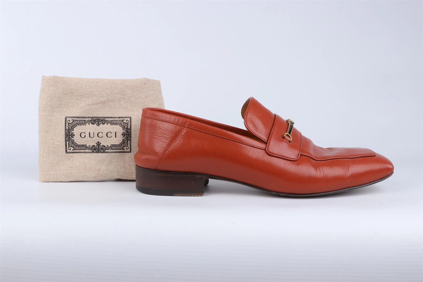 GUCCI ORANGE MEN'S GG LEATHER LOAFERS EU 43 UK 9 US 10 - Image 7