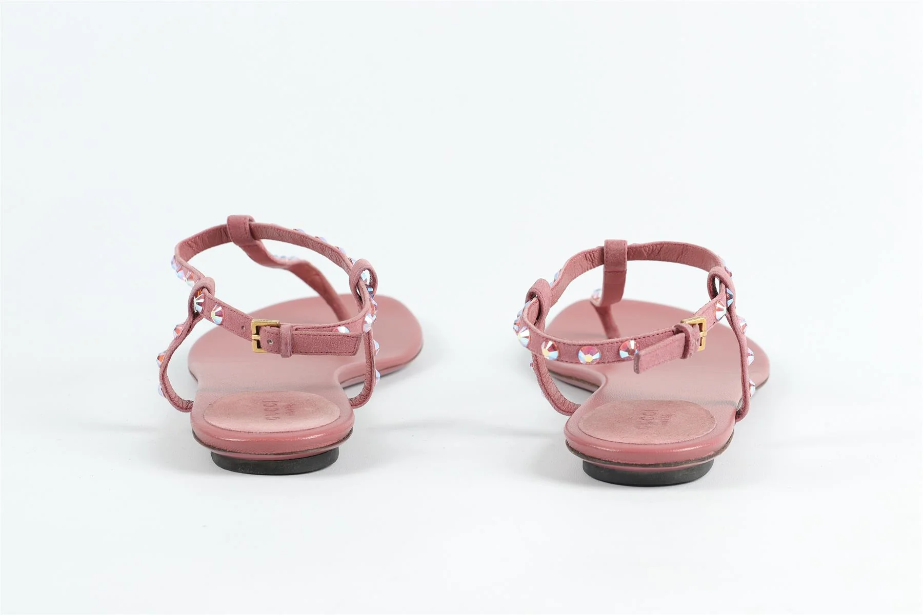 GUCCI PINK CRYSTAL AND LEATHER SANDALS EU 39 UK 6 US 9 - Image 5