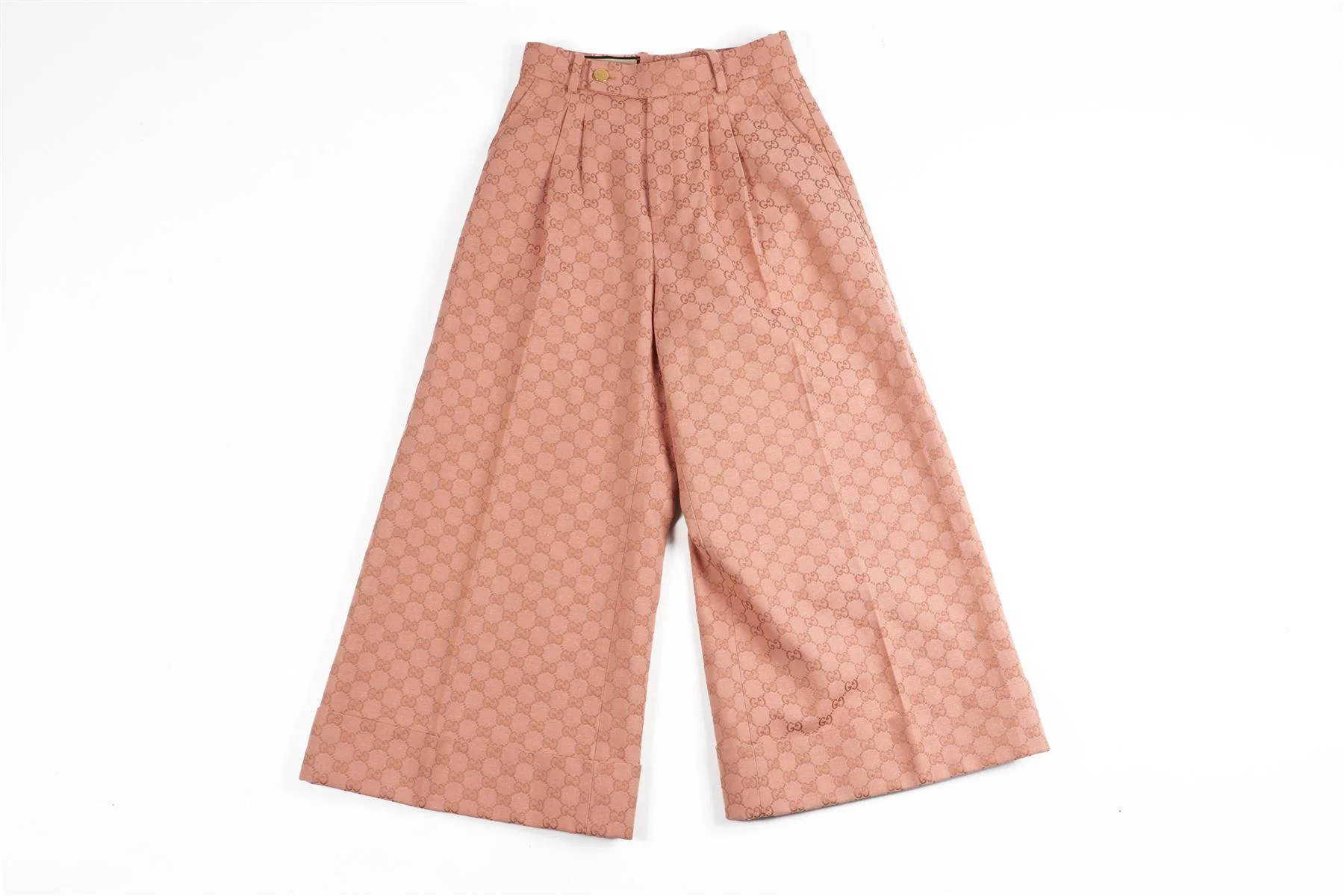 GUCCI PINK GG COTTON WIDE LEG PANTS IT 36 UK 4 - Image 2