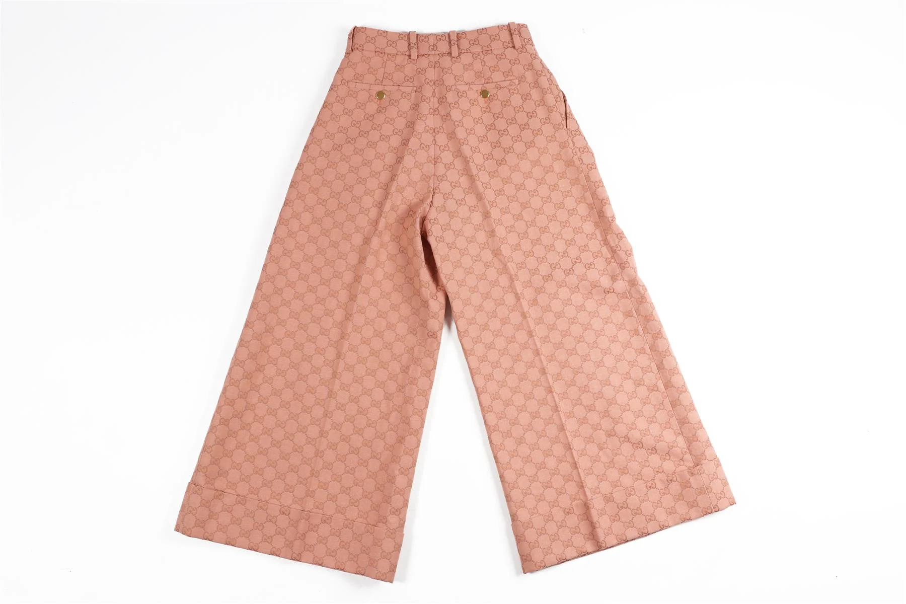 GUCCI PINK GG COTTON WIDE LEG PANTS IT 36 UK 4 - Image 4