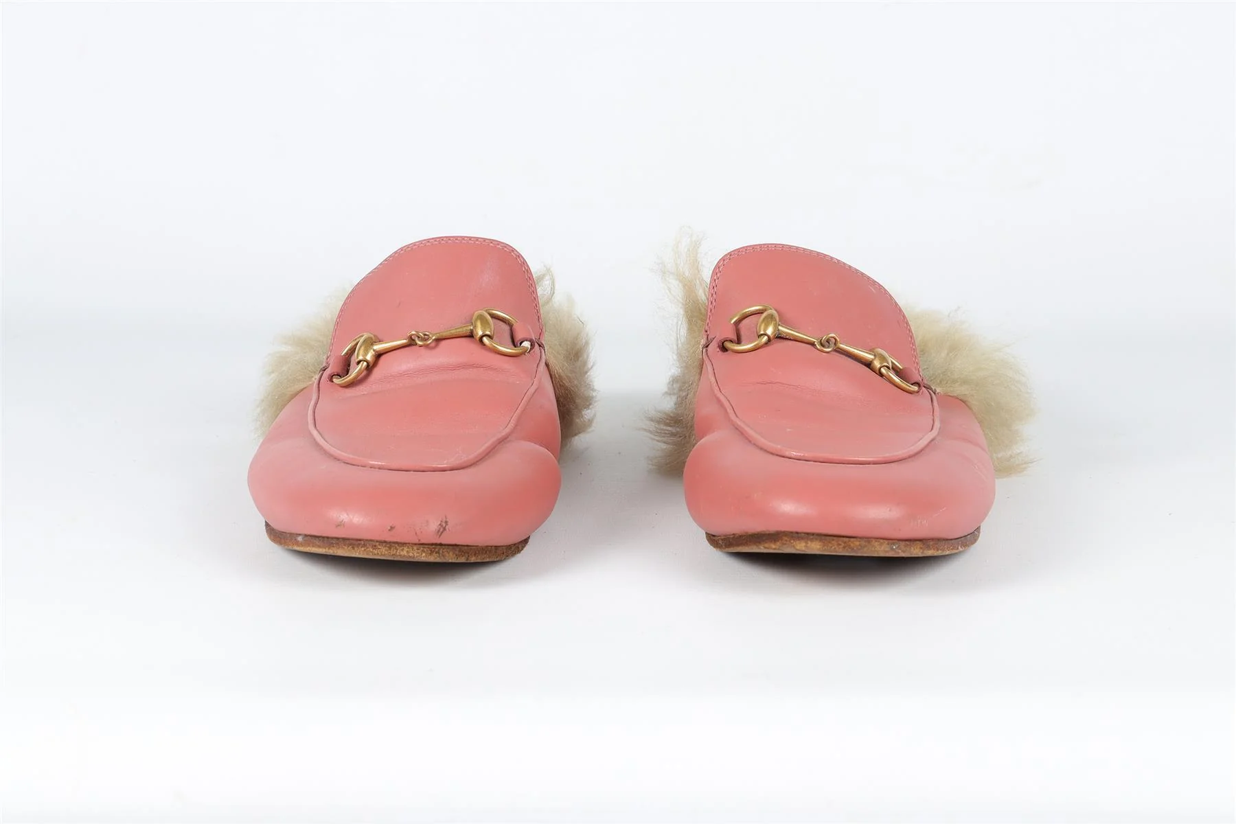 GUCCI PINK PRINCETOWN SHEARLING AND LEATHER MULES EU 39 UK 6 US 9 - Image 3