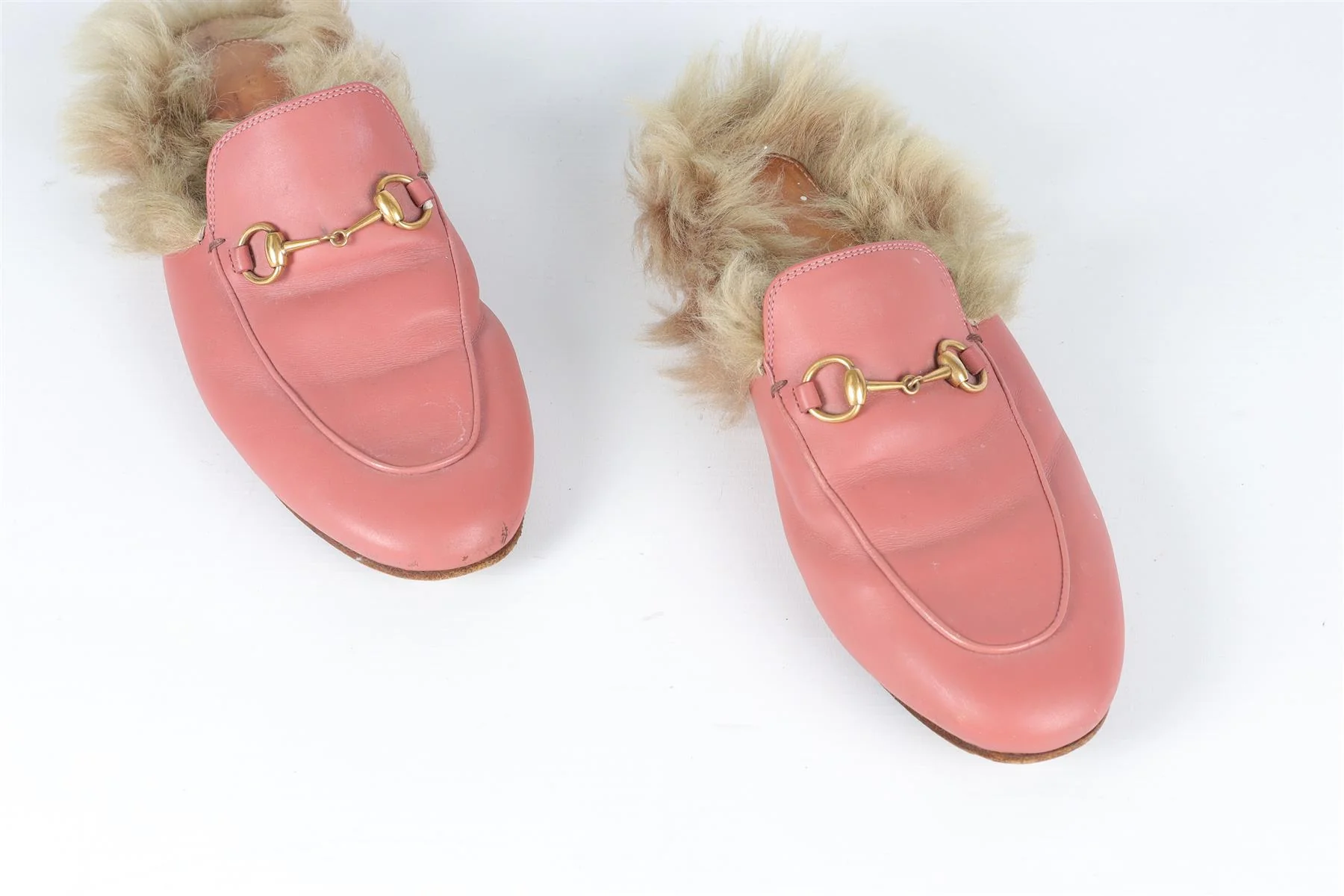 GUCCI PINK PRINCETOWN SHEARLING AND LEATHER MULES EU 39 UK 6 US 9 - Image 4