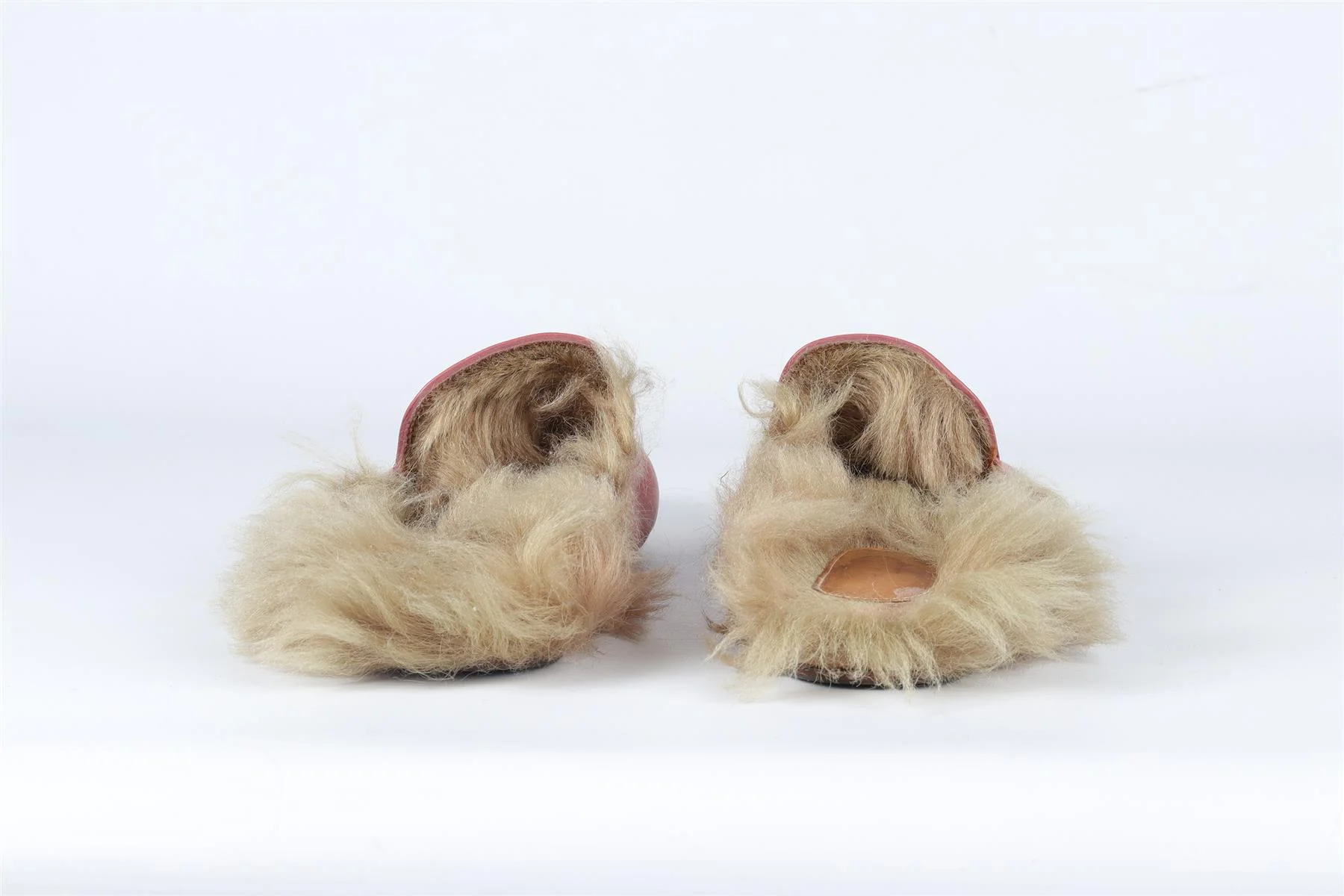 GUCCI PINK PRINCETOWN SHEARLING AND LEATHER MULES EU 39 UK 6 US 9 - Image 5