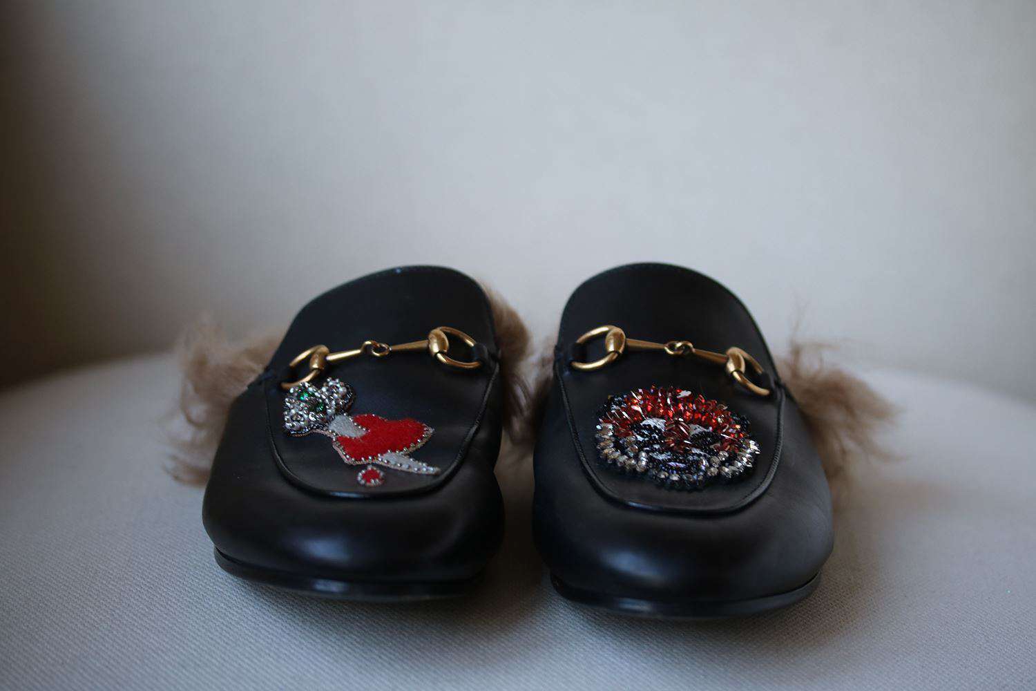 GUCCI PRINCETOWN APPLIQUÉD EMBELLISHED LEATHER SLIPPERS EU 38 UK 5 US 8 - Image 3