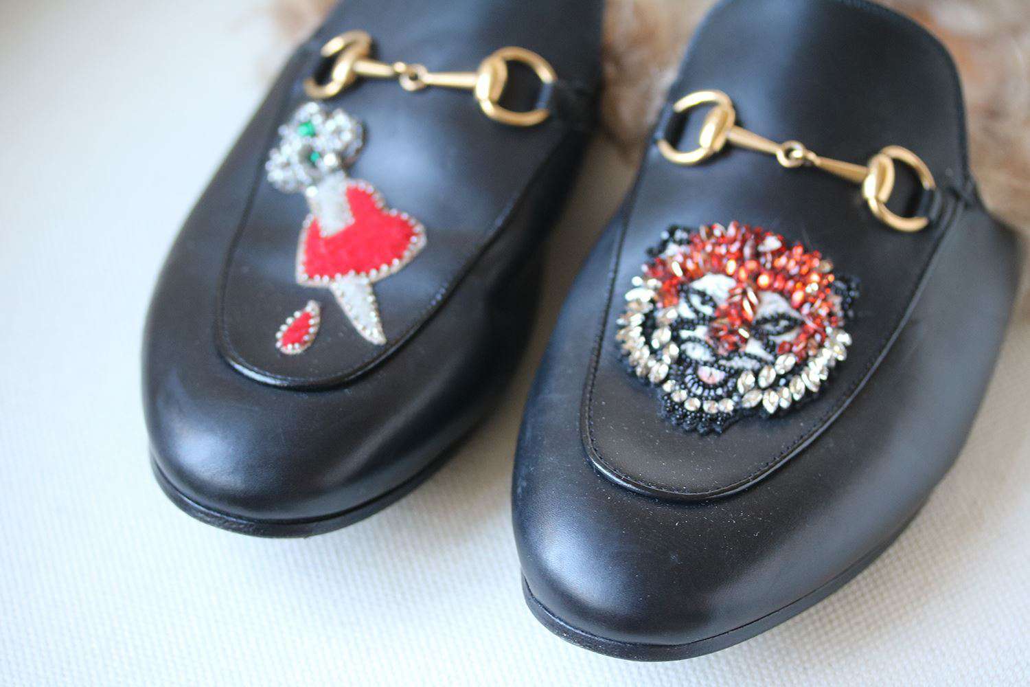 GUCCI PRINCETOWN APPLIQUÉD EMBELLISHED LEATHER SLIPPERS EU 38 UK 5 US 8 - Image 4