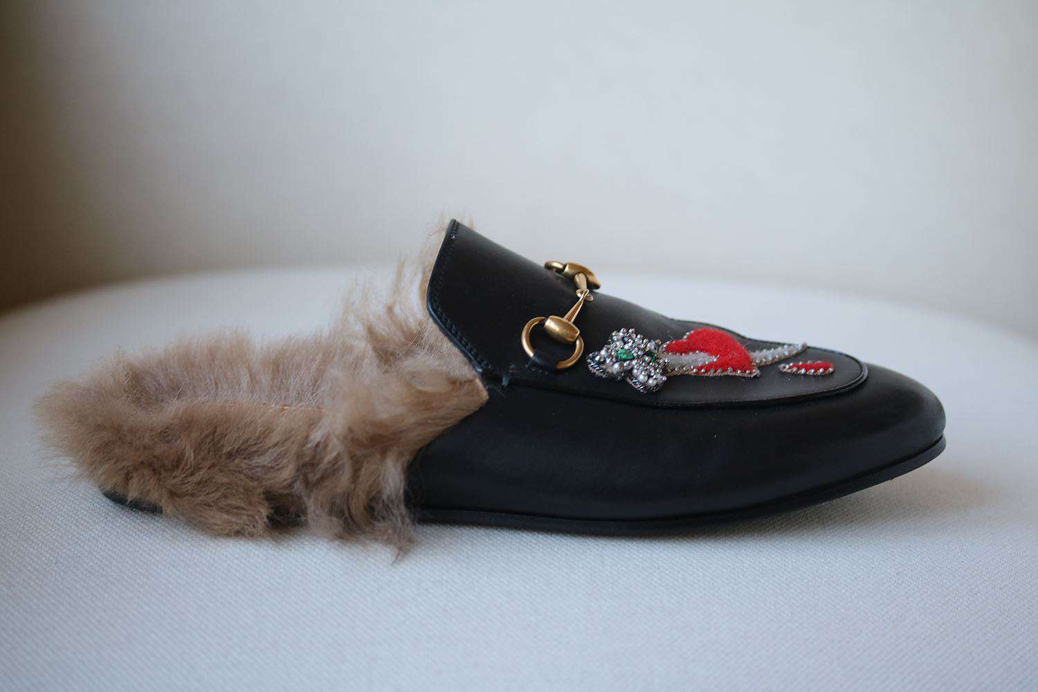 GUCCI PRINCETOWN APPLIQUÉD EMBELLISHED LEATHER SLIPPERS EU 38 UK 5 US 8 - Image 5
