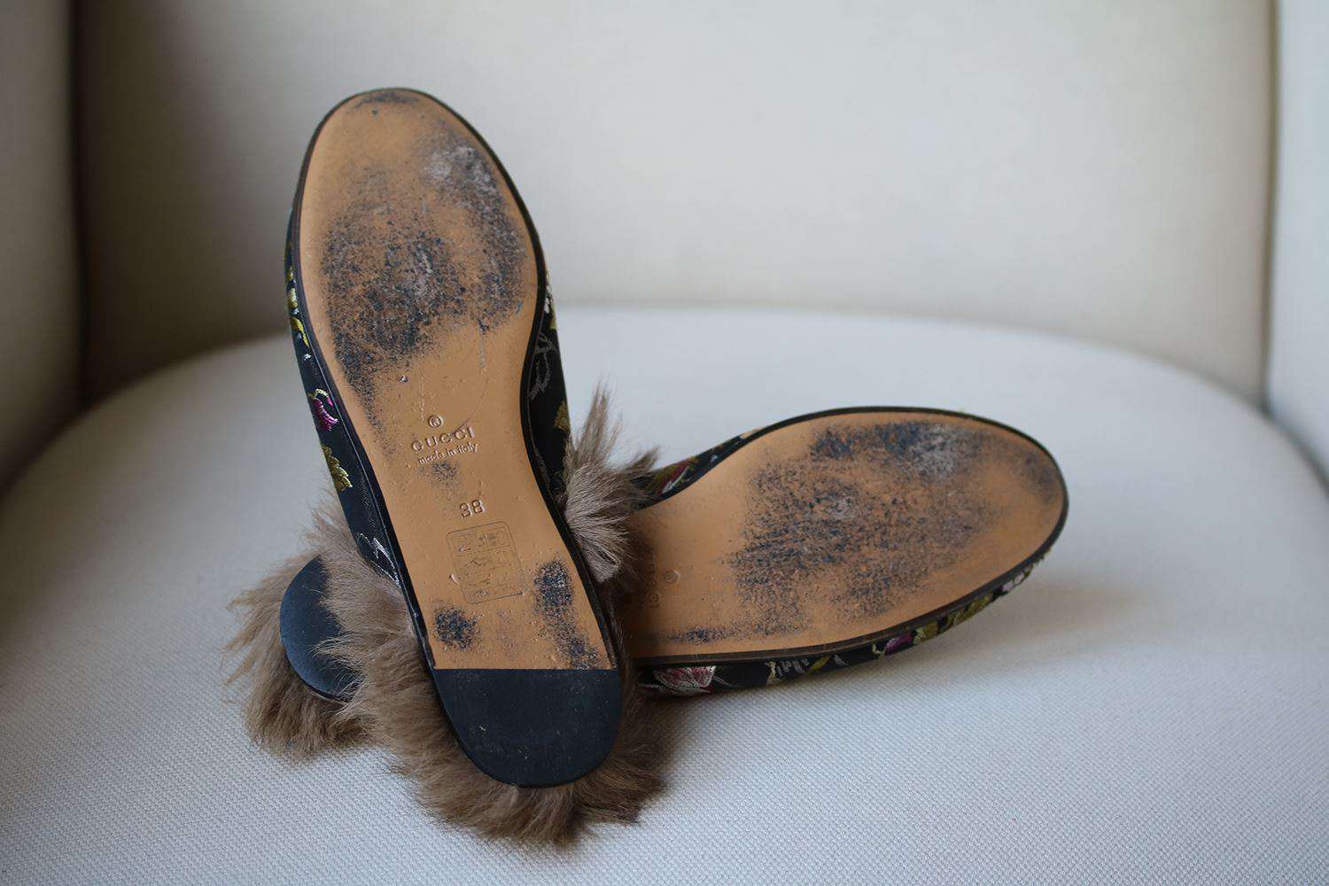 GUCCI PRINCETOWN BROCADE EMBROIDERED FUR LINED SLIPPERS EU 38 UK 5 US 8 - Image 7