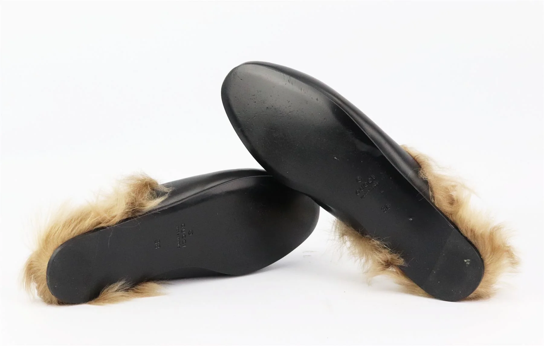 GUCCI PRINCETOWN SHEARLING LINED EMBELLISHED LEATHER SLIPPERS EU 38 UK 5 US 8 - Image 5
