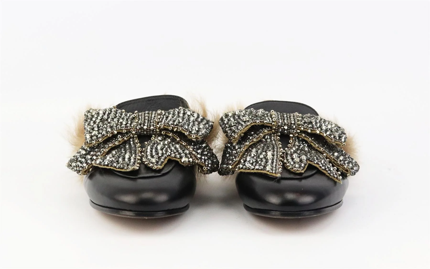 GUCCI PRINCETOWN SHEARLING LINED EMBELLISHED LEATHER SLIPPERS EU 38 UK 5 US 8 - Image 3