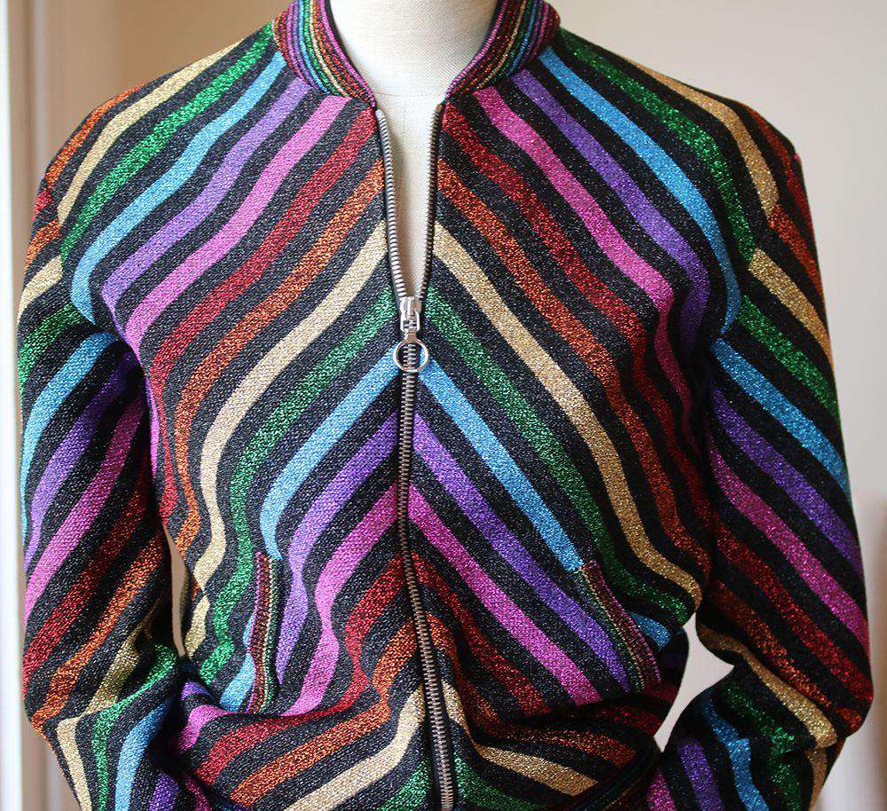 GUCCI RAINBOW CHEVRON STRIPED BOMBER JACKET SMALL - Image 2
